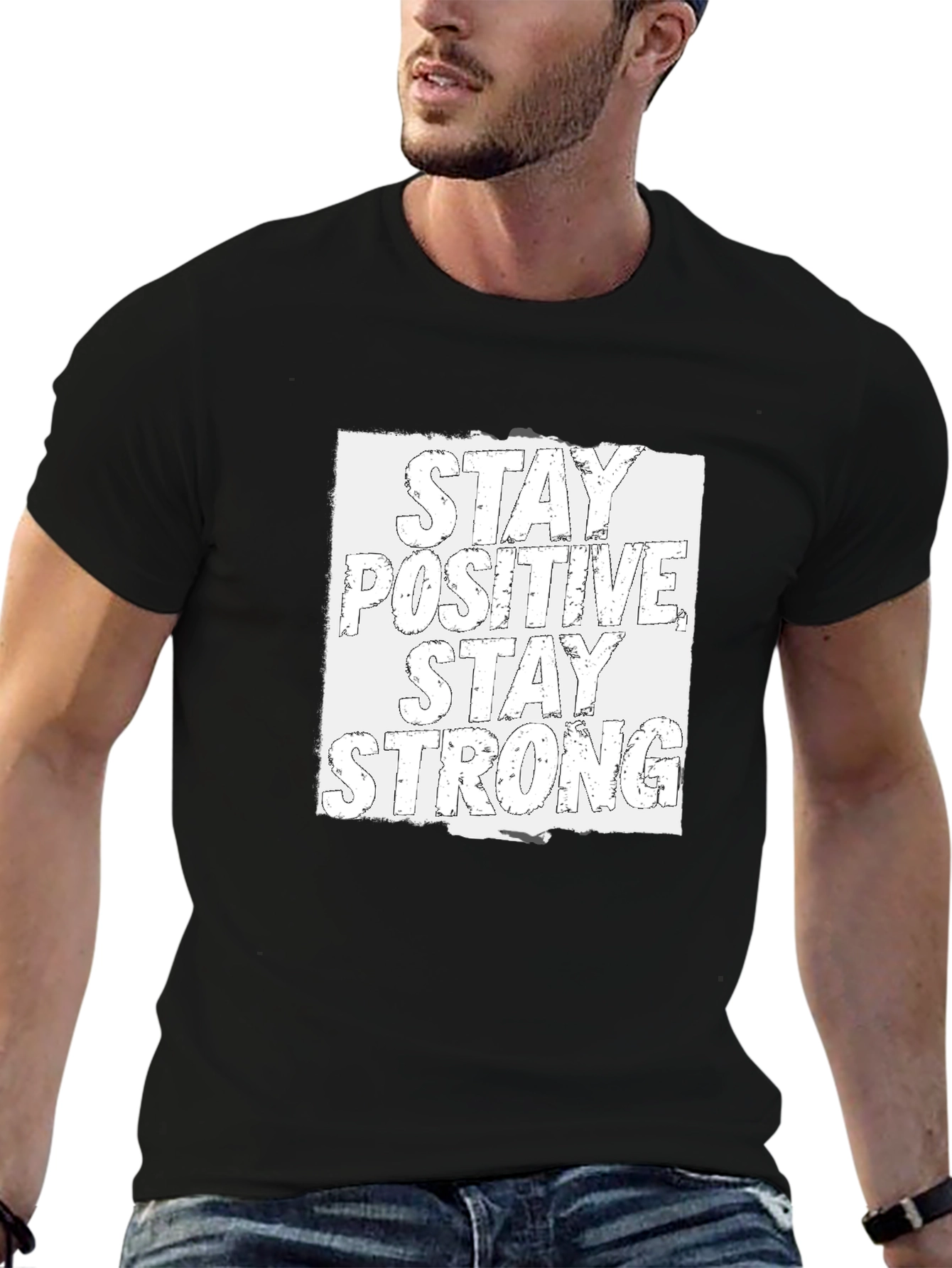 Stay Positive Stay Strong Graphic Tee - Black