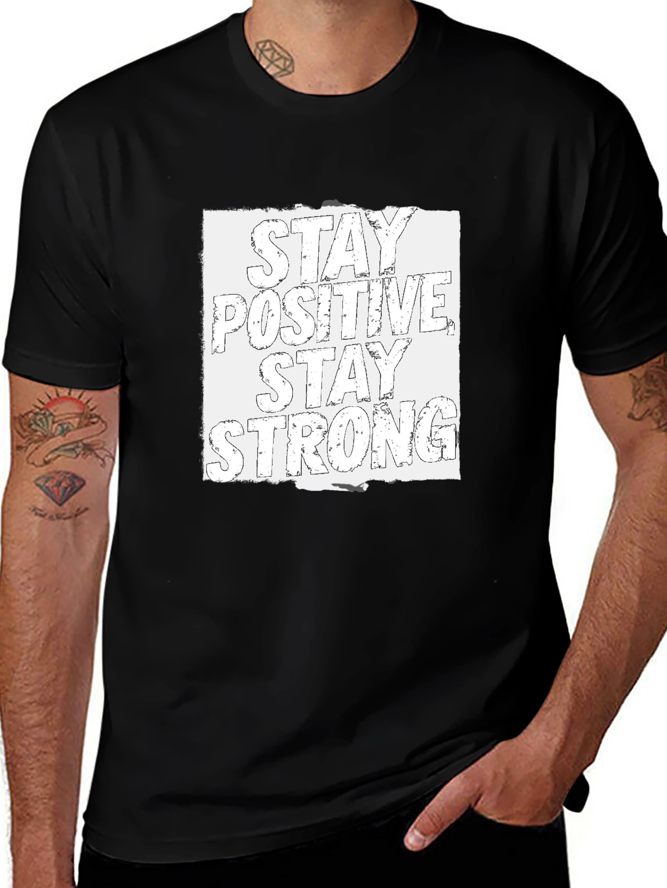 Stay Positive Stay Strong Graphic Tee - Black