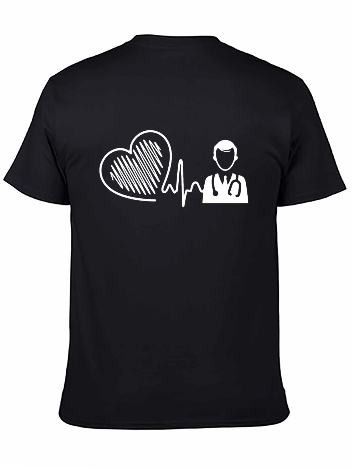 Heartbeat Doctor Graphic Tee - Black Cotton