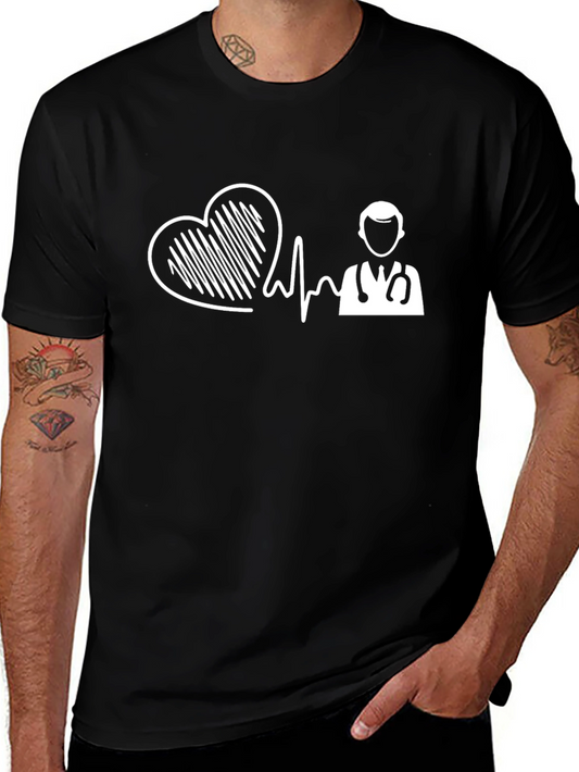 Heartbeat Doctor Graphic Tee - Black Cotton