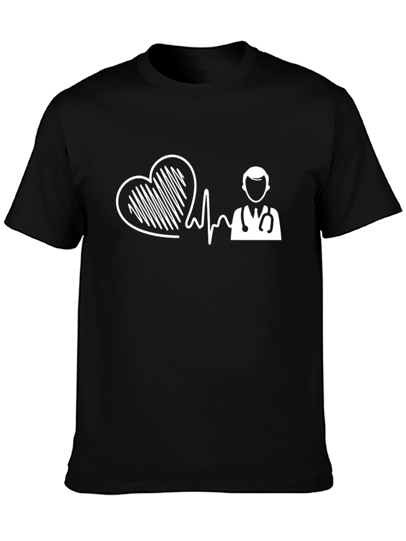 Heartbeat Doctor Graphic Tee - Black Cotton