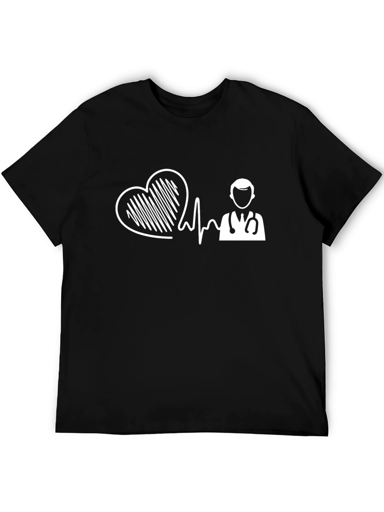 Heartbeat Doctor Graphic Tee - Black Cotton