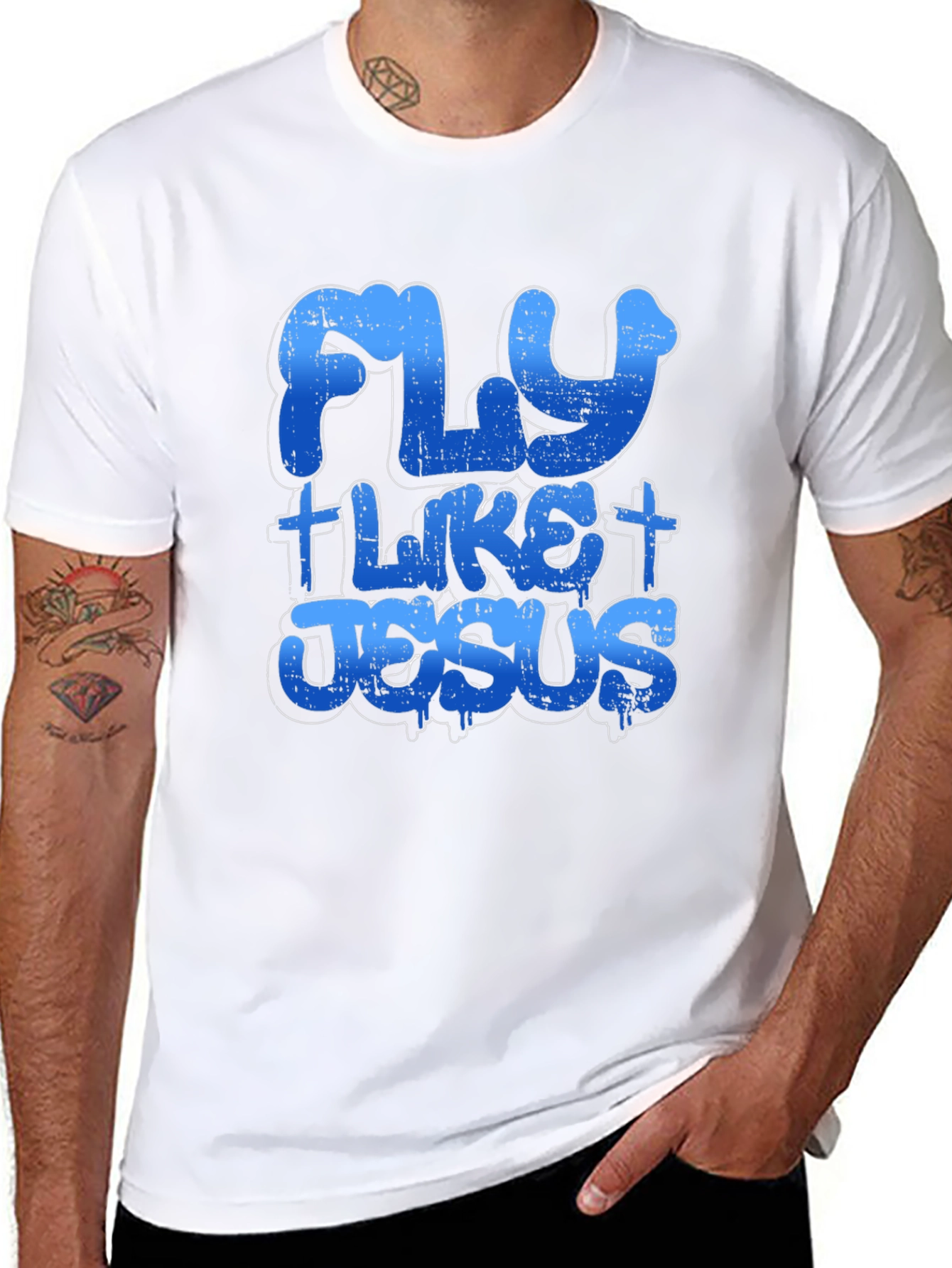 Fly Like Jesus T-Shirt Black Cotton Tee