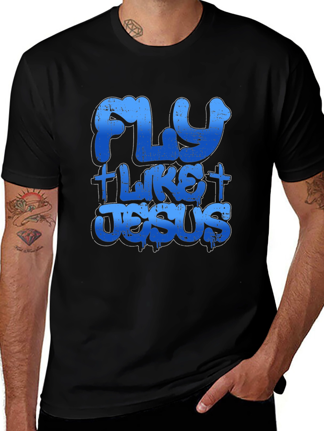 Fly Like Jesus T-Shirt Black Cotton Tee