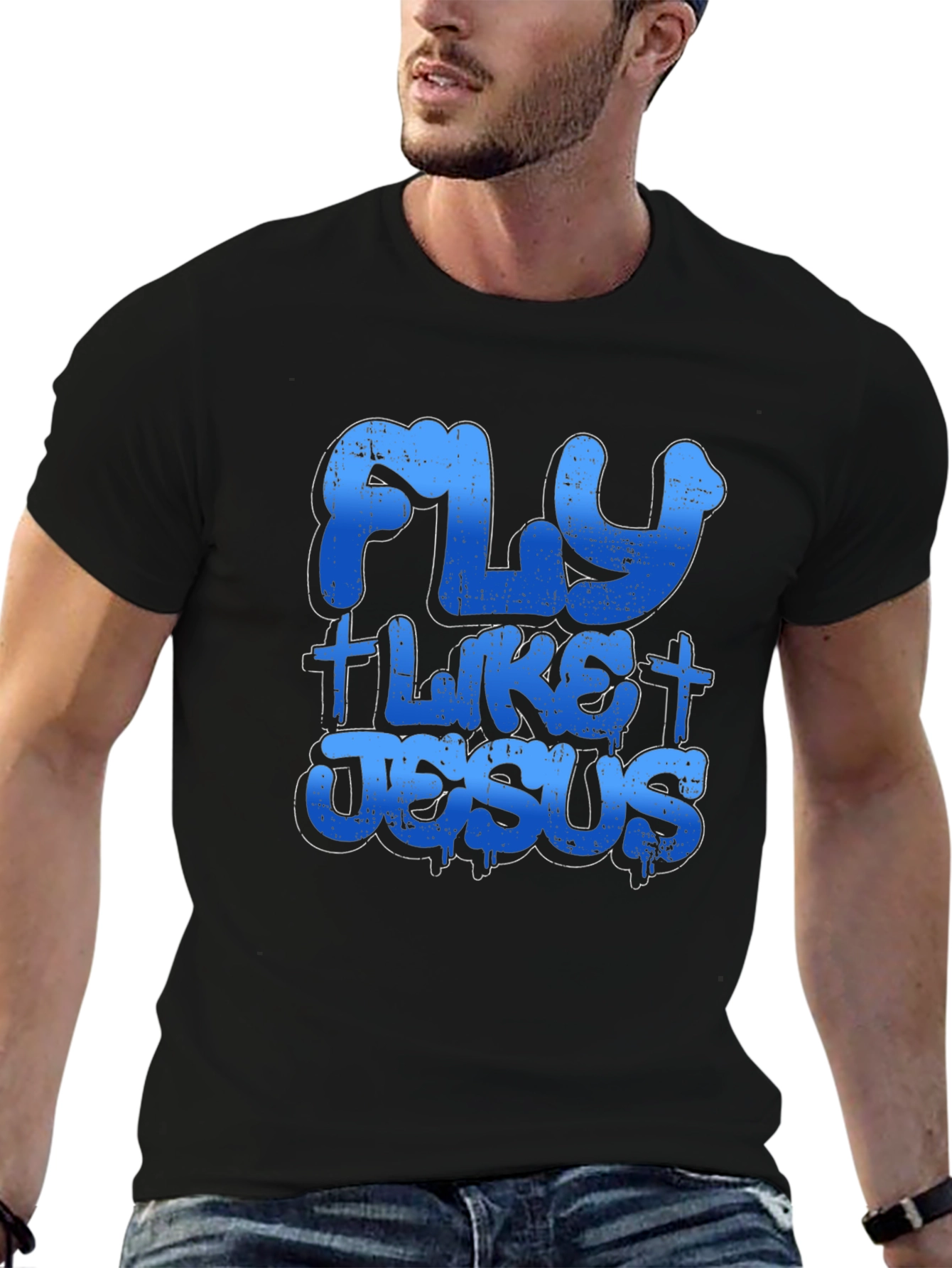 Fly Like Jesus T-Shirt Black Cotton Tee