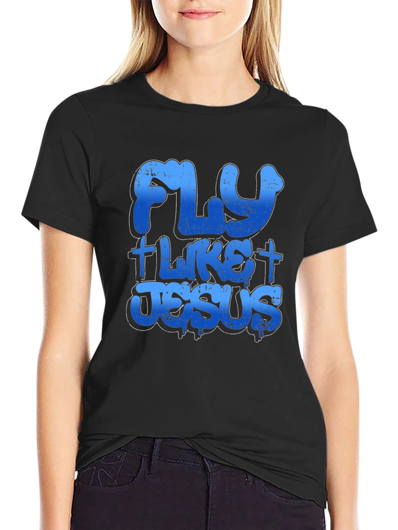 Fly Like Jesus T-Shirt Black Cotton Tee