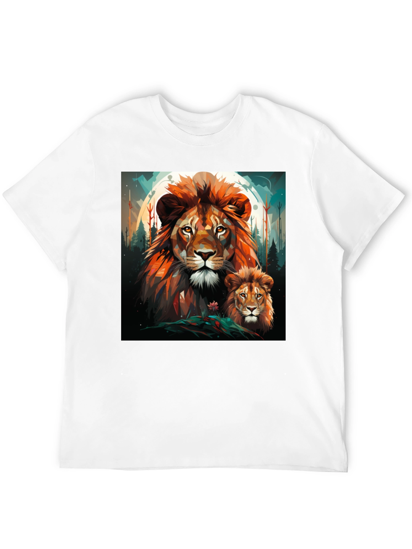 Lion Family Graphic Print Black Tee