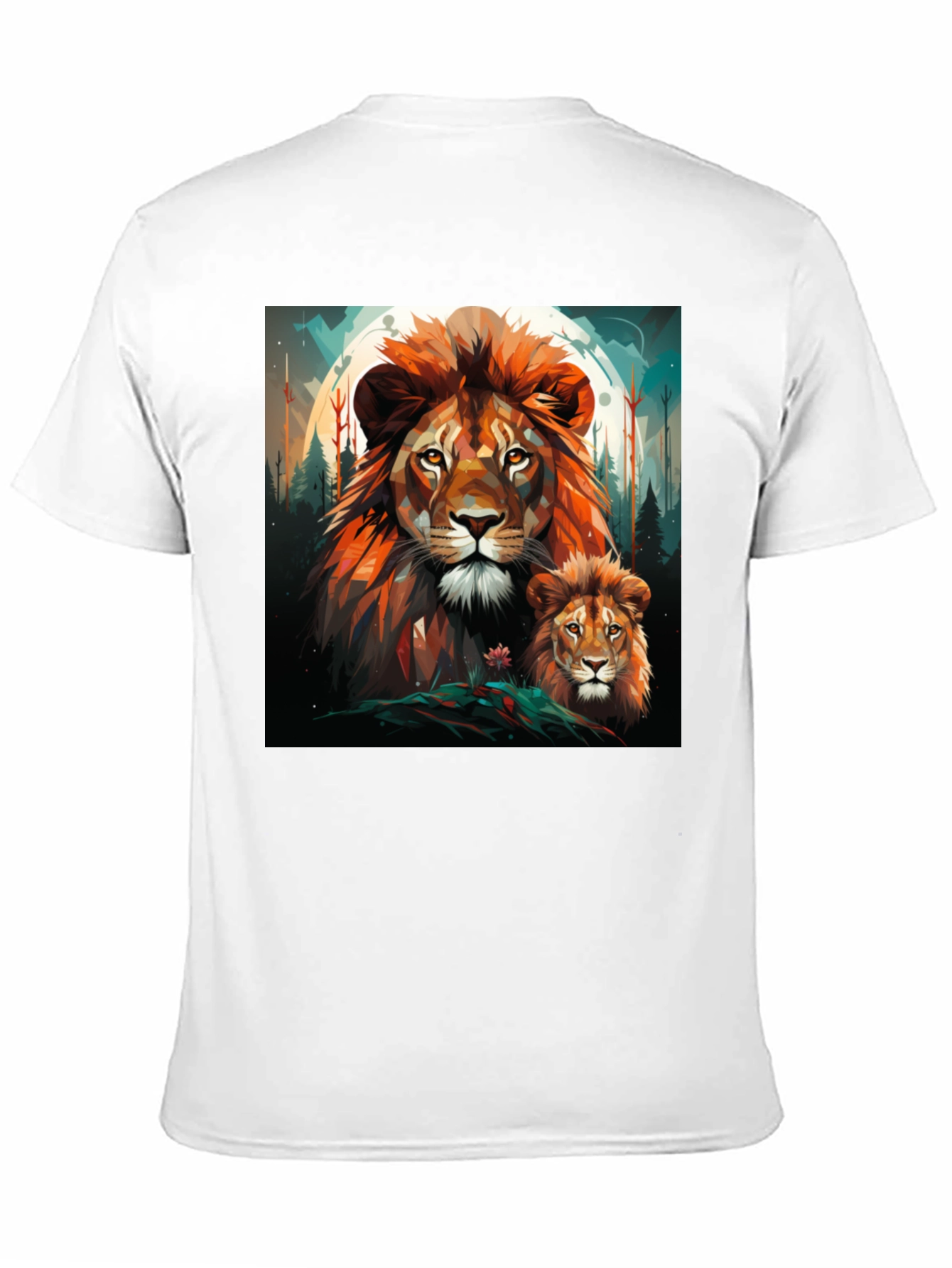 Lion Family Graphic Print Black Tee
