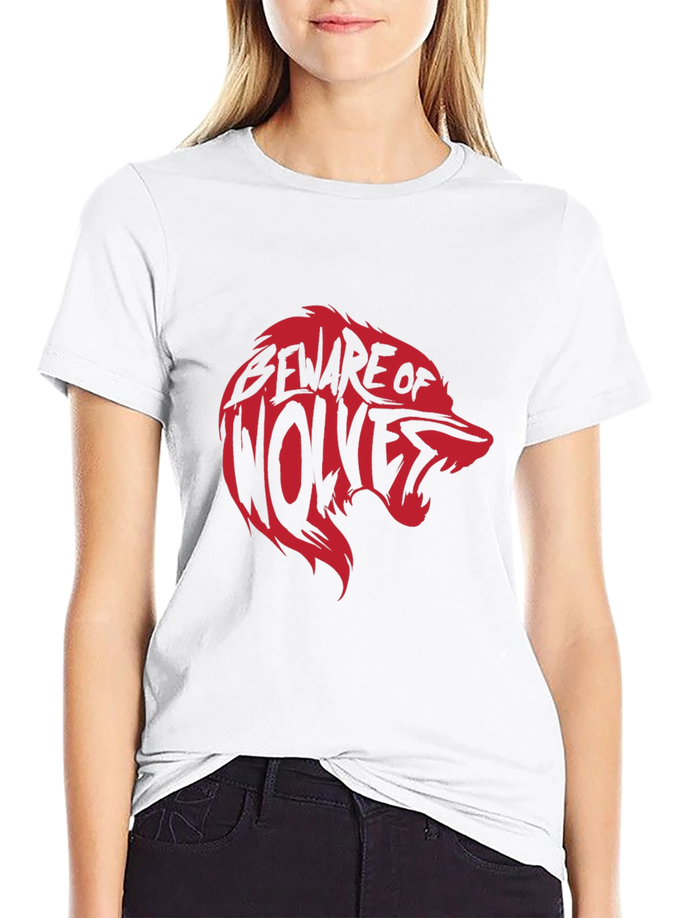 Beware of Wolves Graphic Tee - Black Cotton T-Shirt