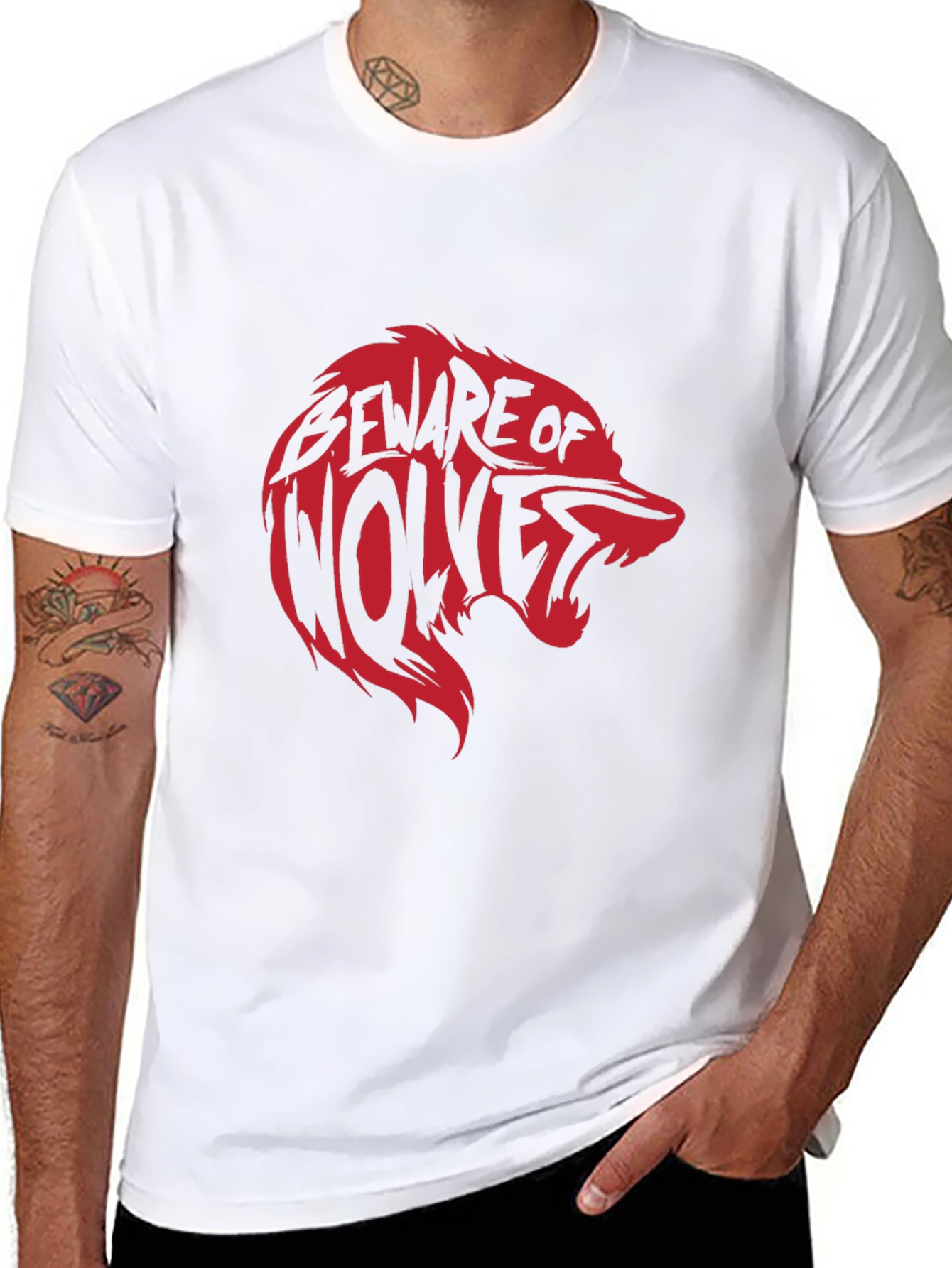 Beware of Wolves Graphic Tee - Black Cotton T-Shirt