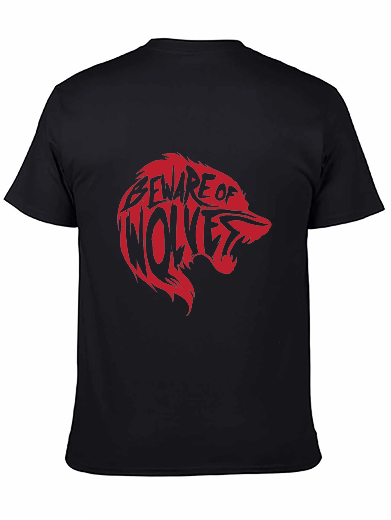 Beware of Wolves Graphic Tee - Black Cotton T-Shirt