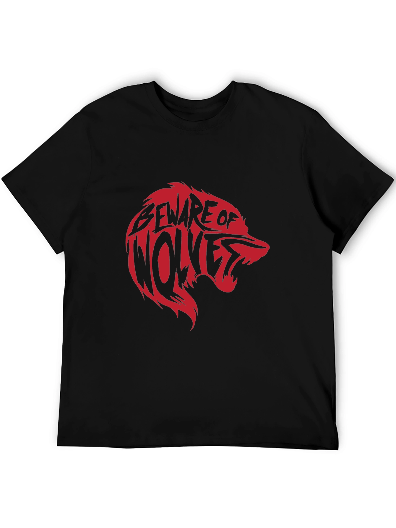 Beware of Wolves Graphic Tee - Black Cotton T-Shirt