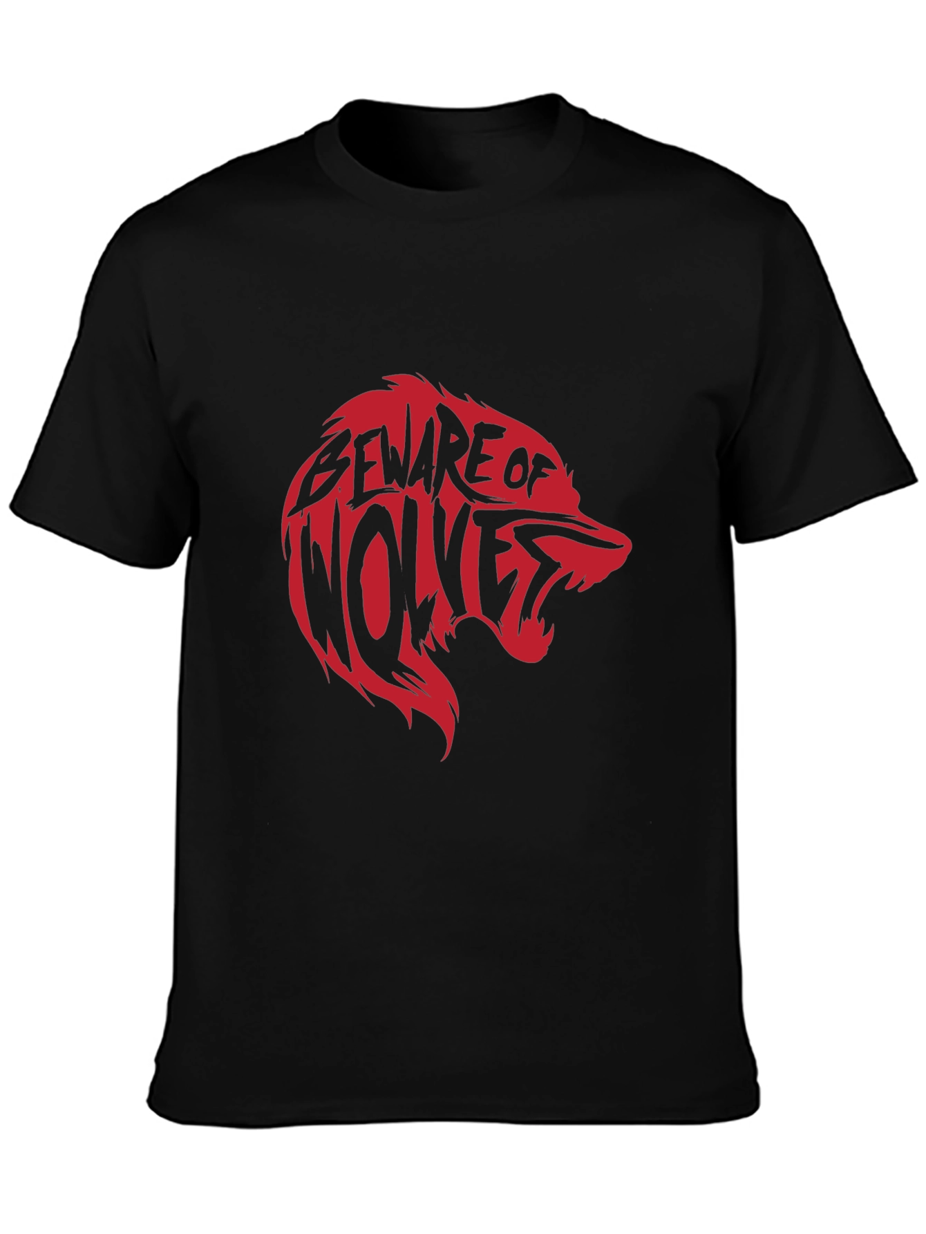 Beware of Wolves Graphic Tee - Black Cotton T-Shirt