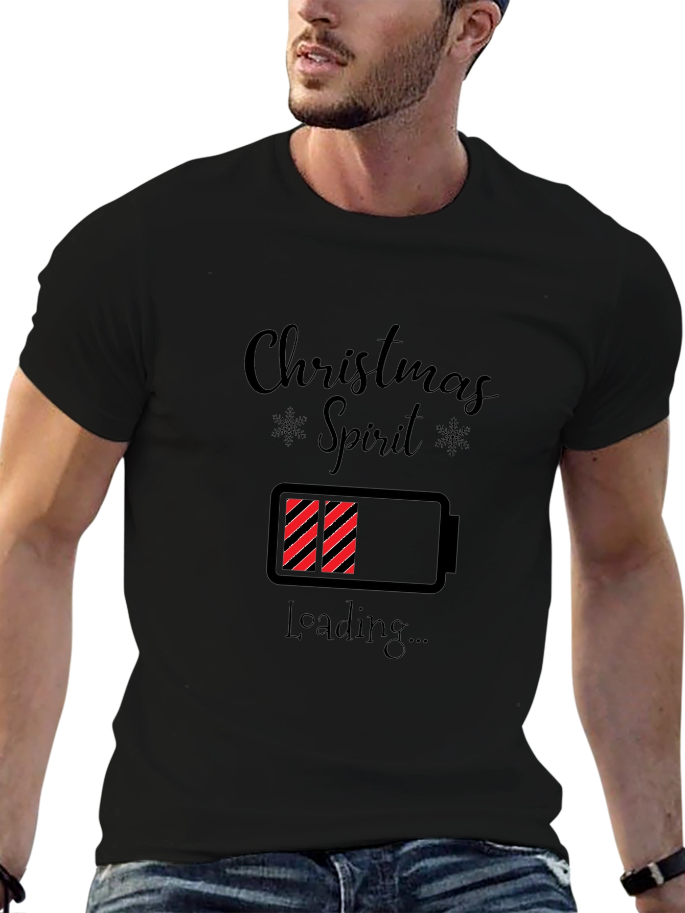Christmas Spirit Loading Black T-Shirt