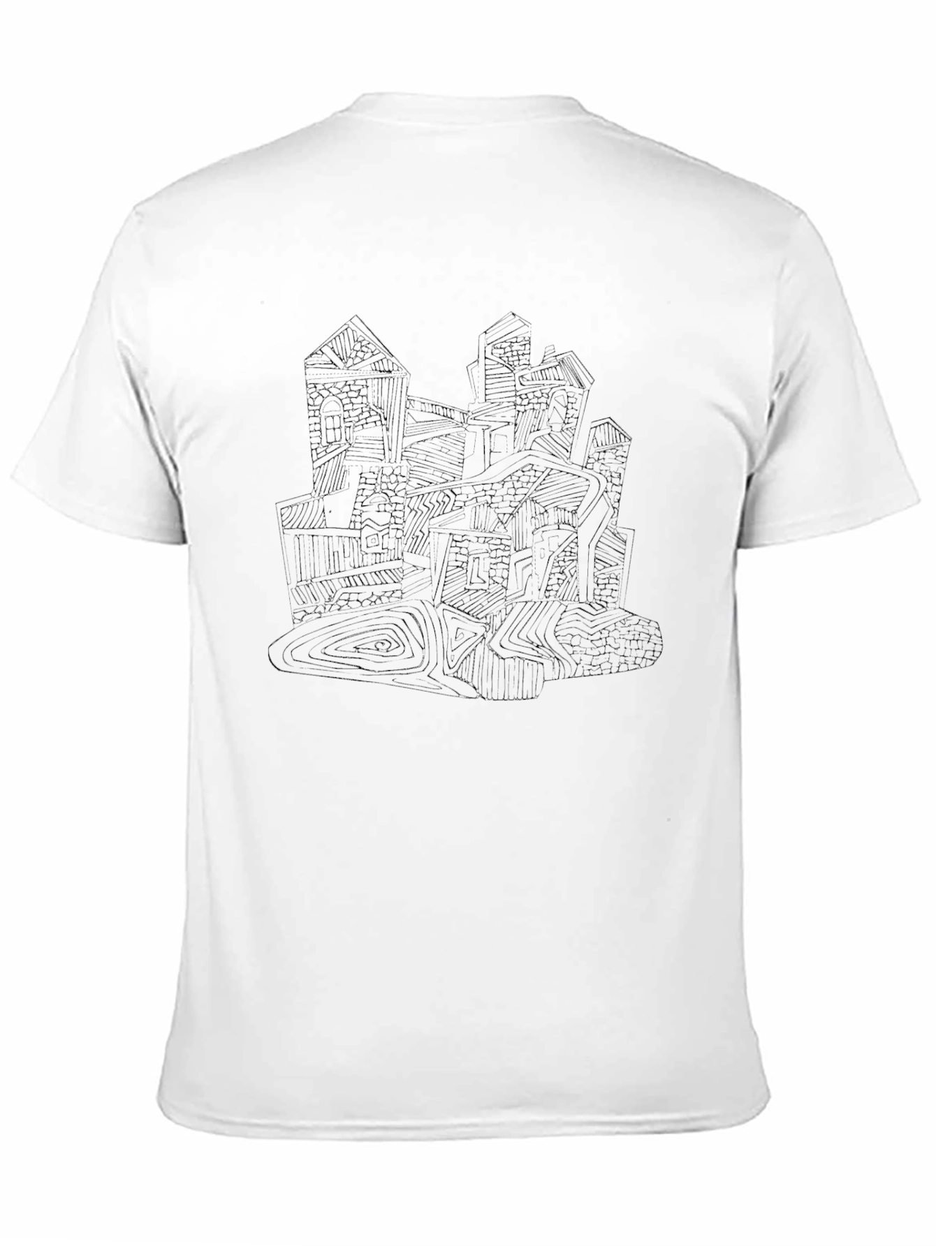 Abstract Cityscape Graphic Tee - Black Cotton