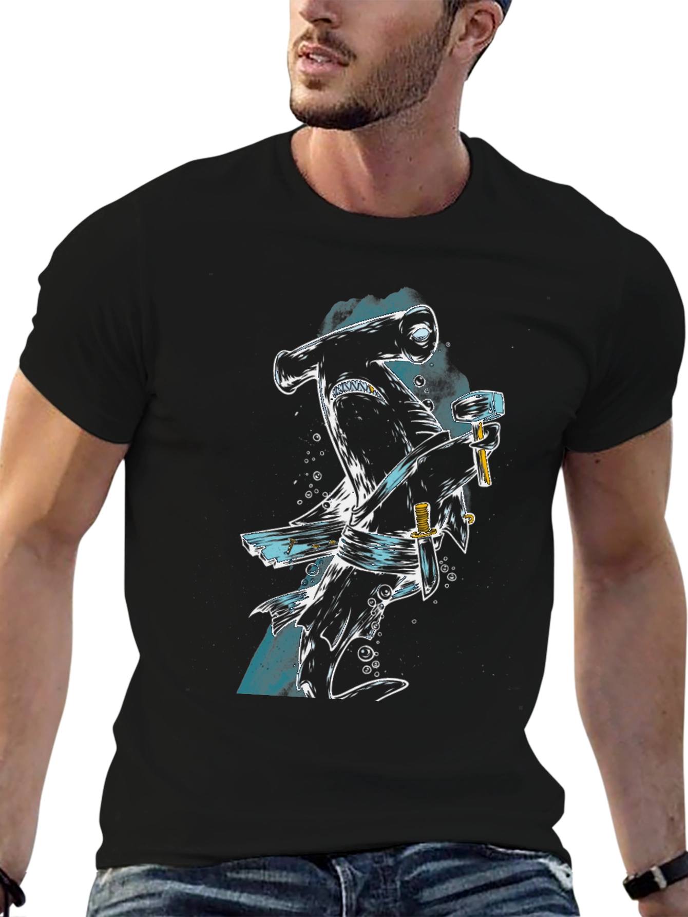 Hammerhead Pirate Graphic T-Shirt