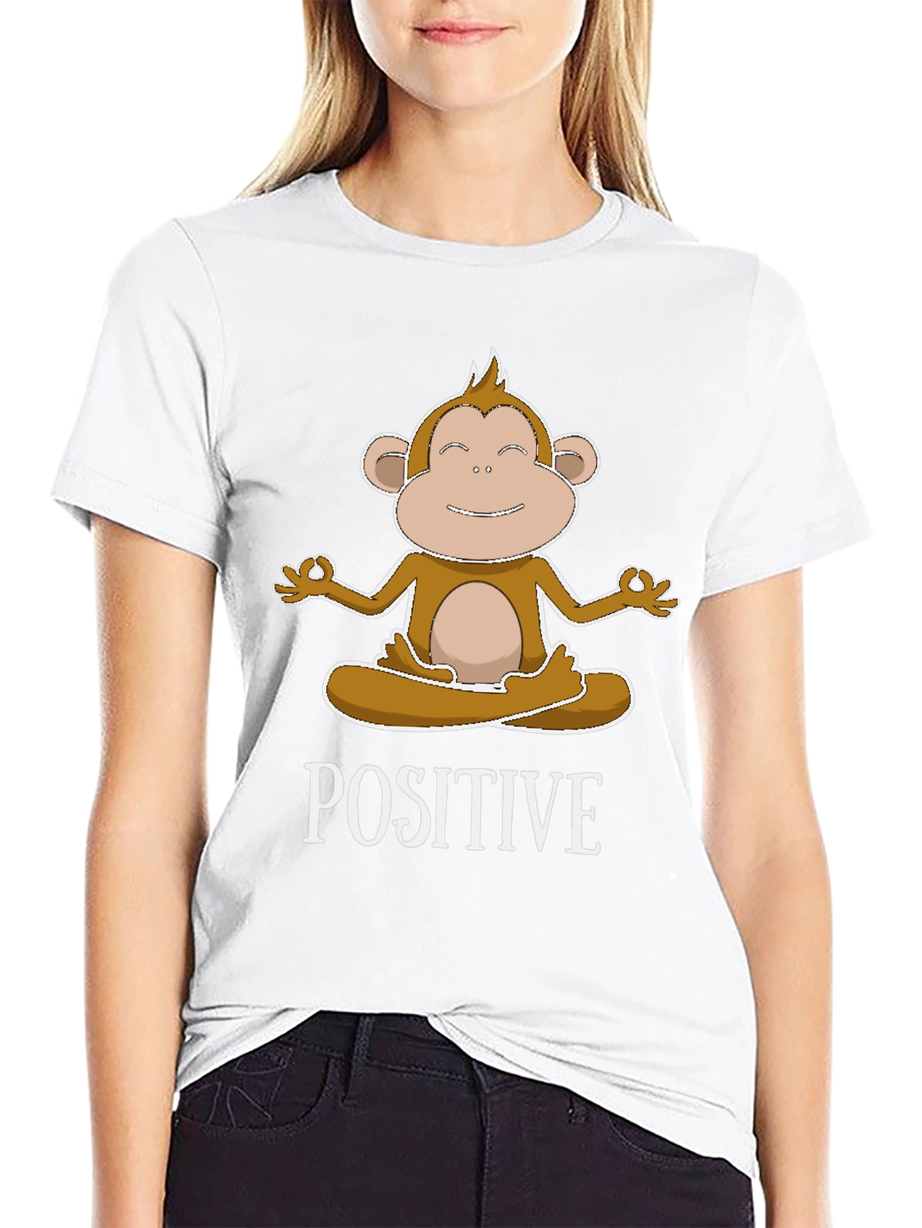Meditating Monkey Positive Vibes Graphic Tee
