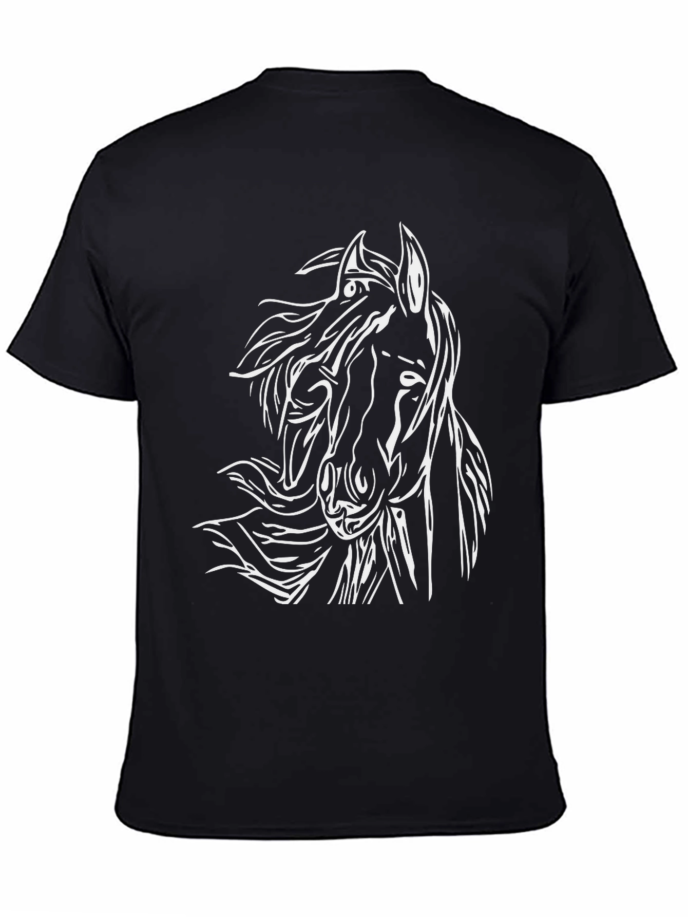 Horse Graphic Tee - Black Cotton T-Shirt