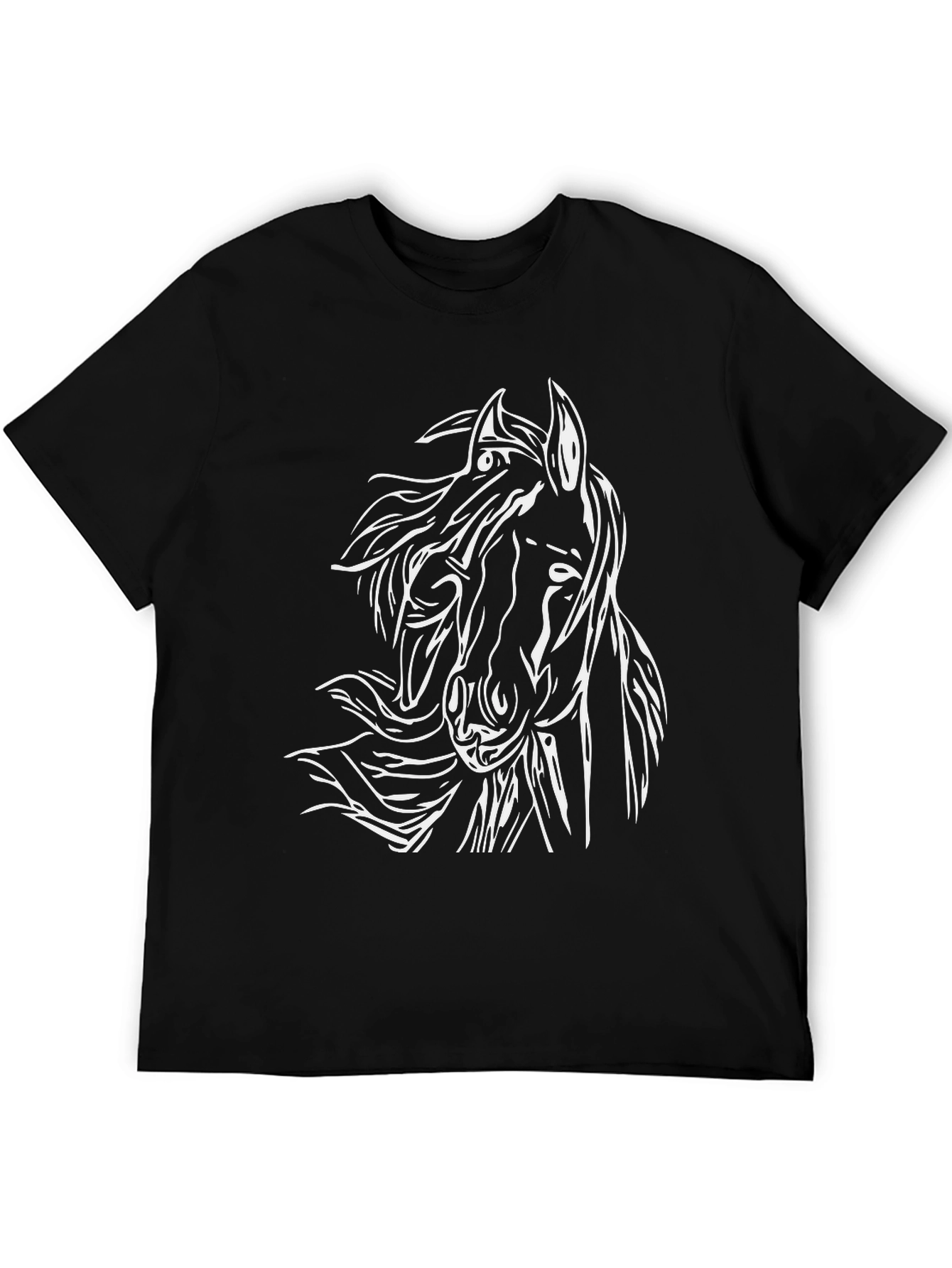 Horse Graphic Tee - Black Cotton T-Shirt