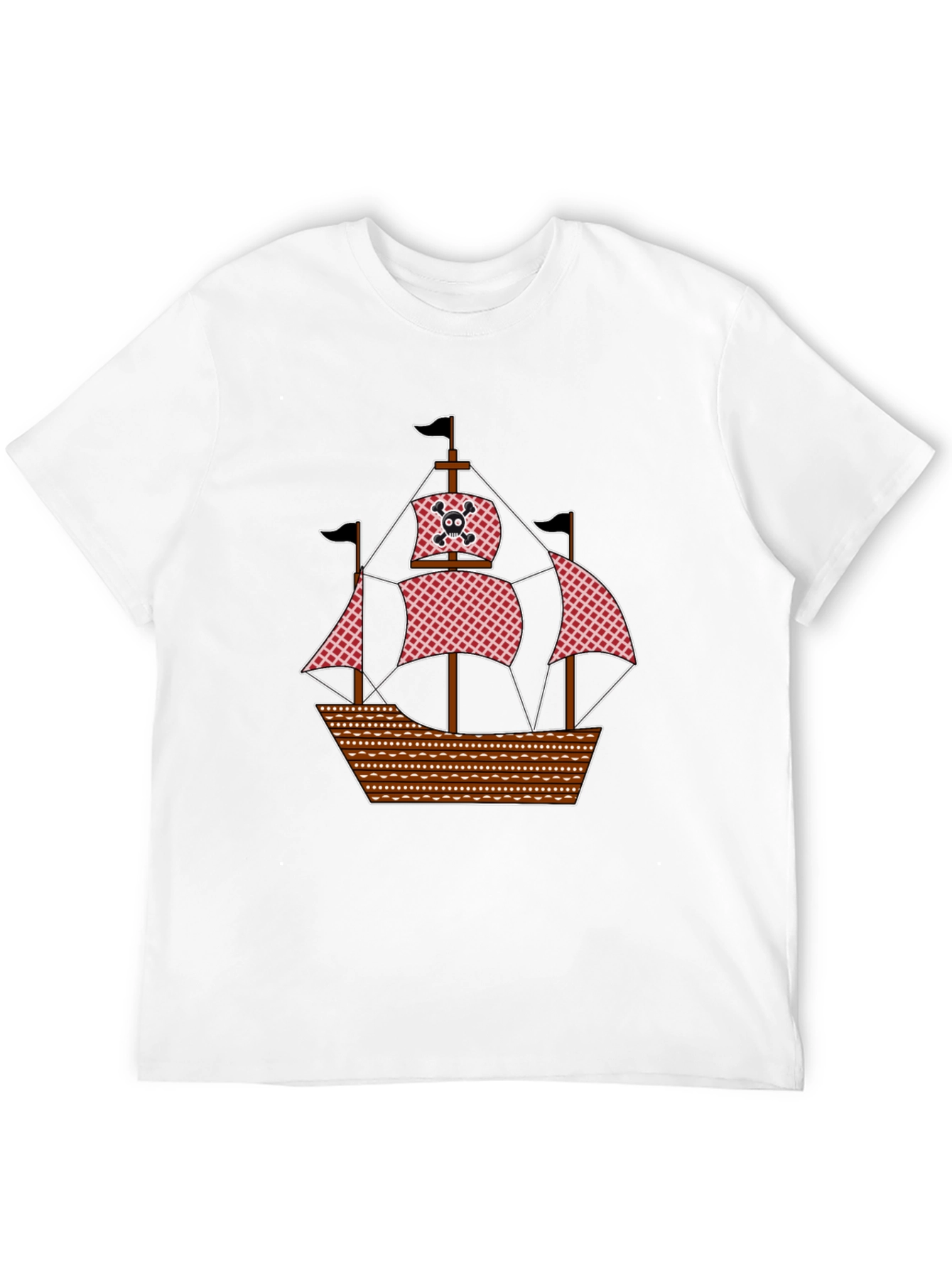 Pirate Ship Graphic T-Shirt - Black Cotton Tee