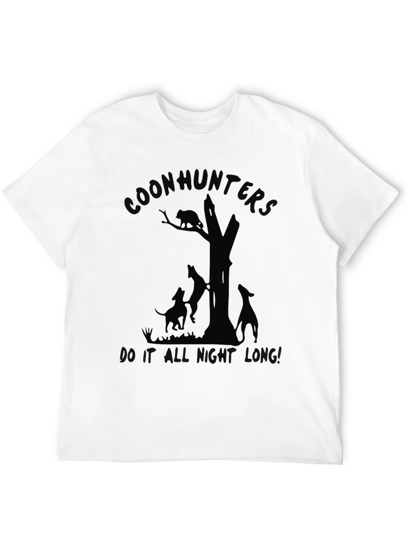 Coon Hunters All Night Long Black Graphic Tee