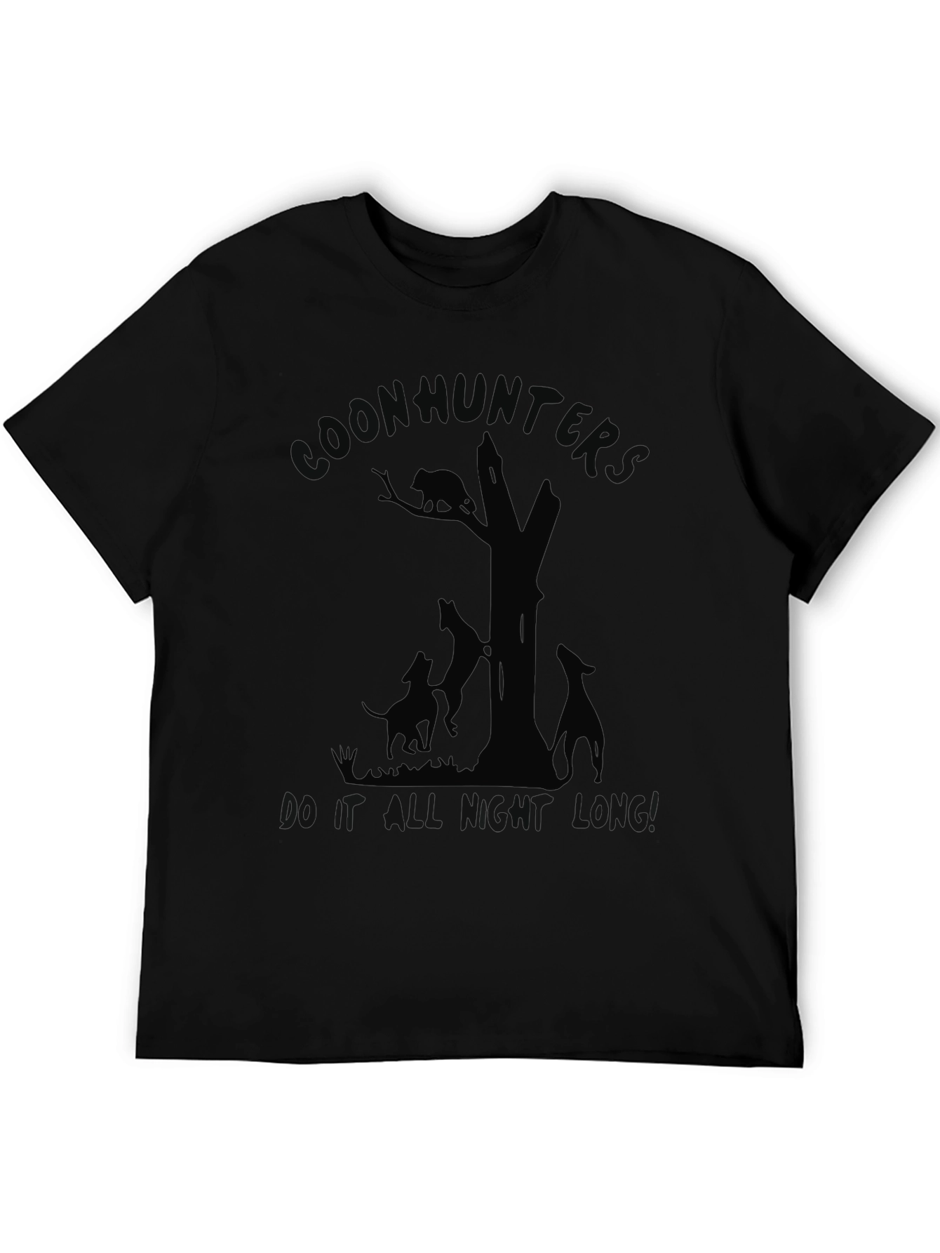 Coon Hunters All Night Long Black Graphic Tee