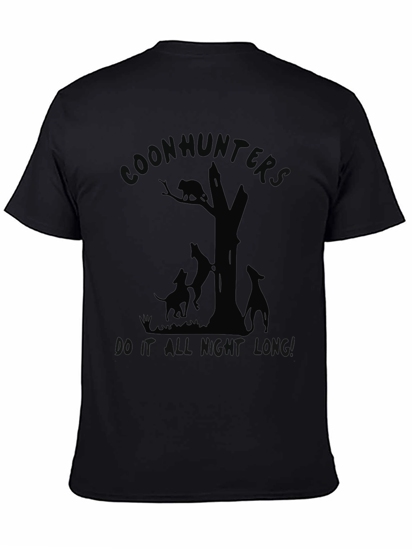 Coon Hunters All Night Long Black Graphic Tee