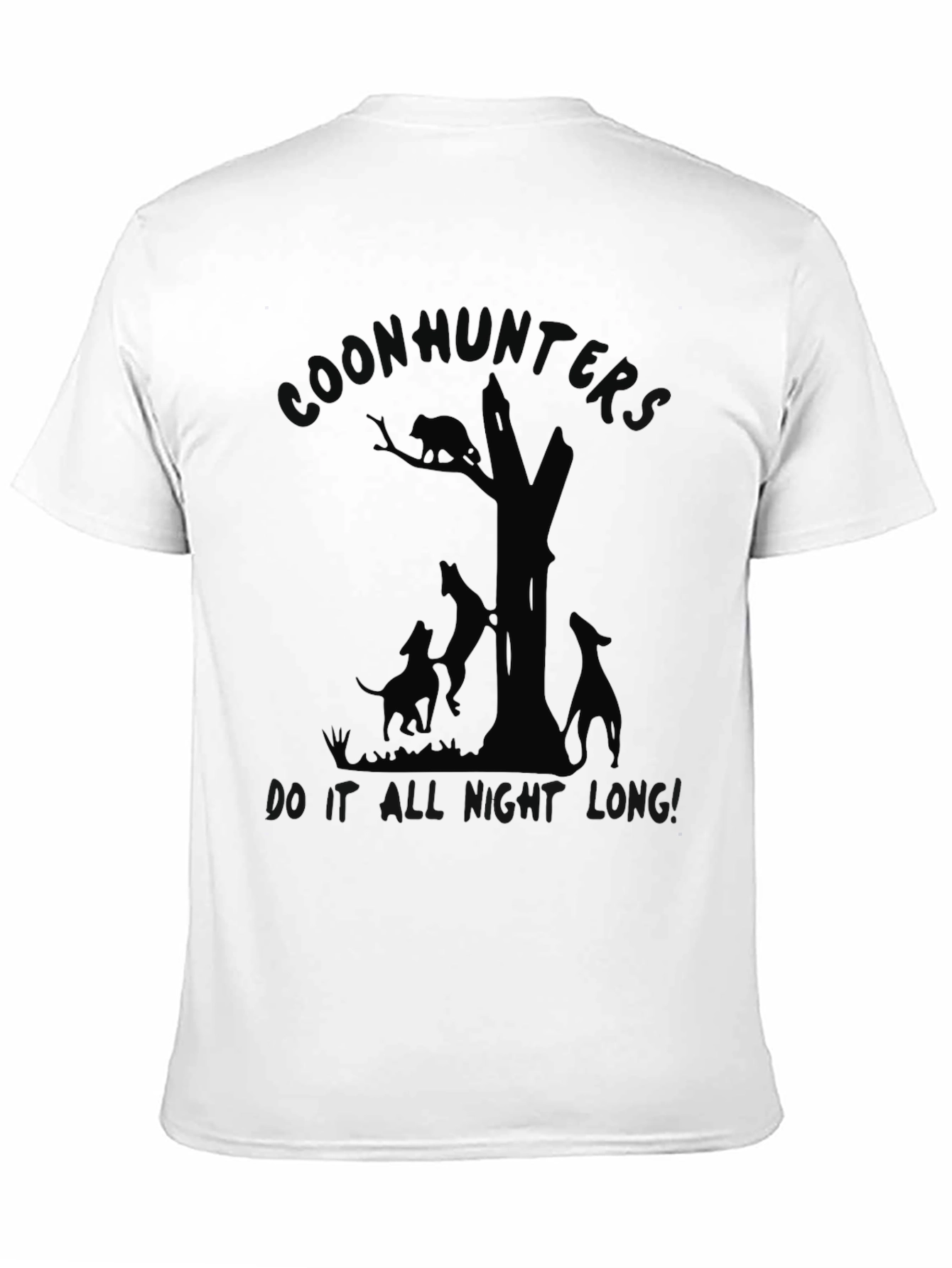 Coon Hunters All Night Long Black Graphic Tee