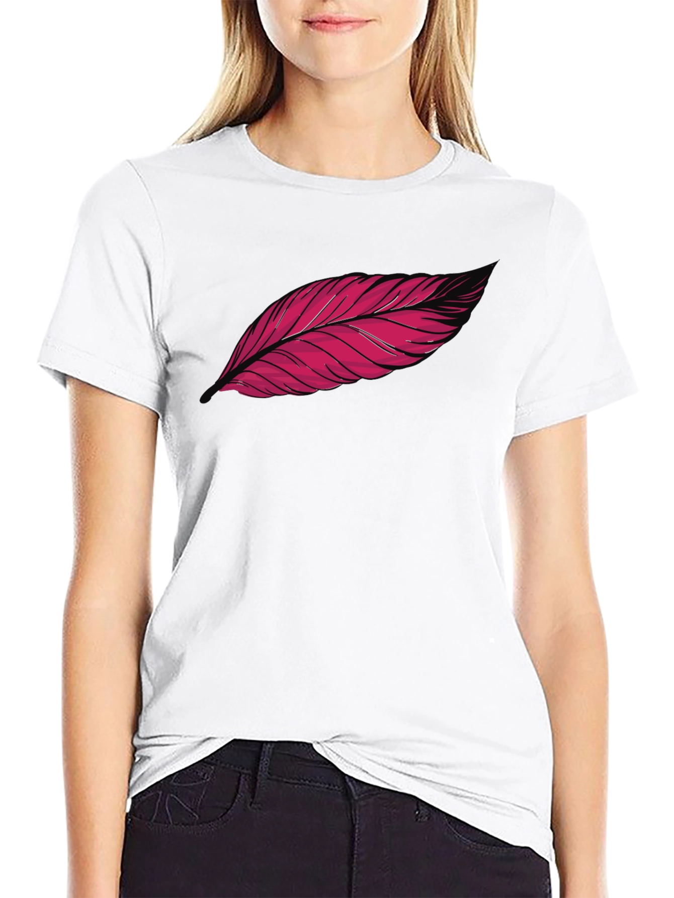 Feather Graphic Print Black T-Shirt