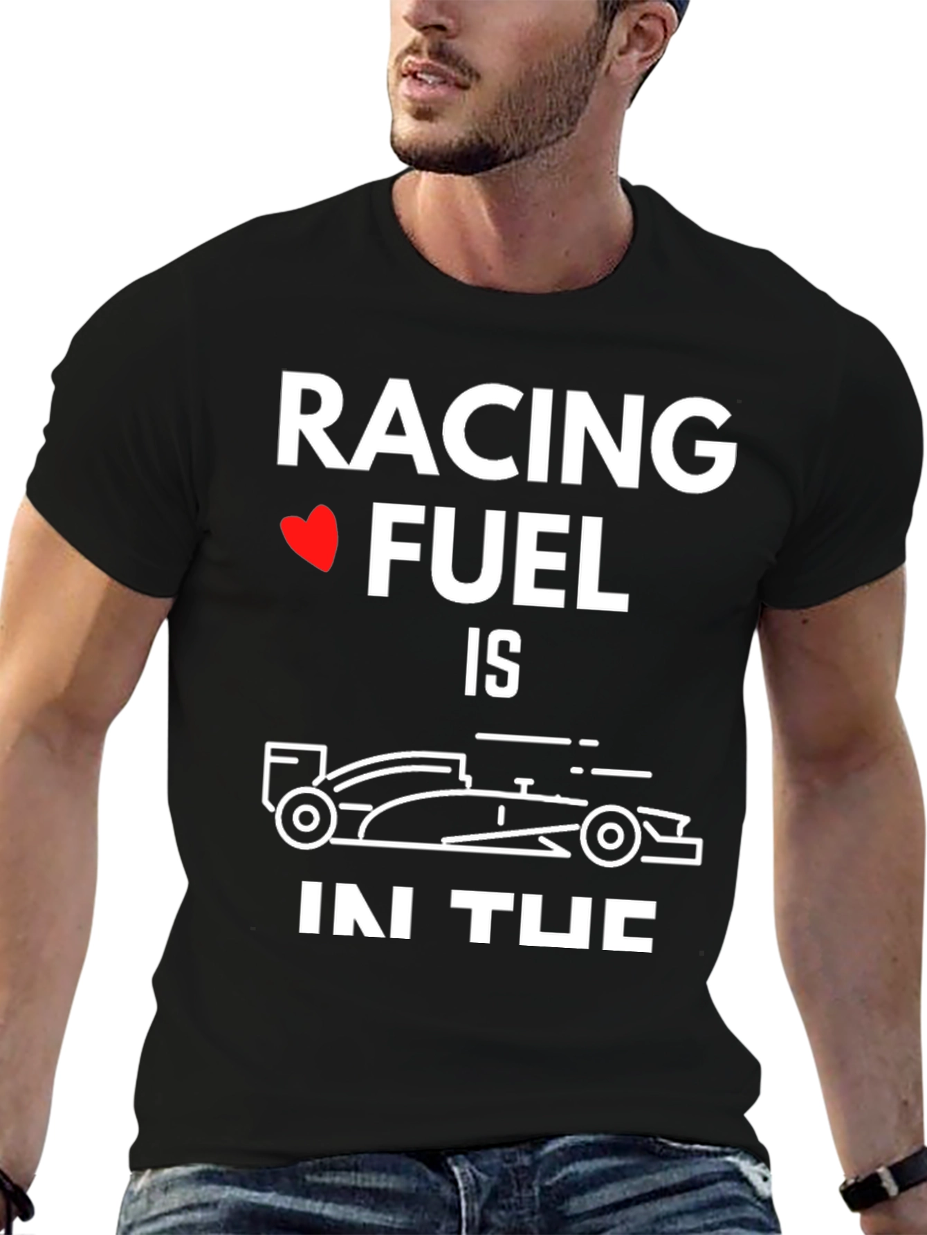 Racing Fuel Car Graphic T-Shirt - Black