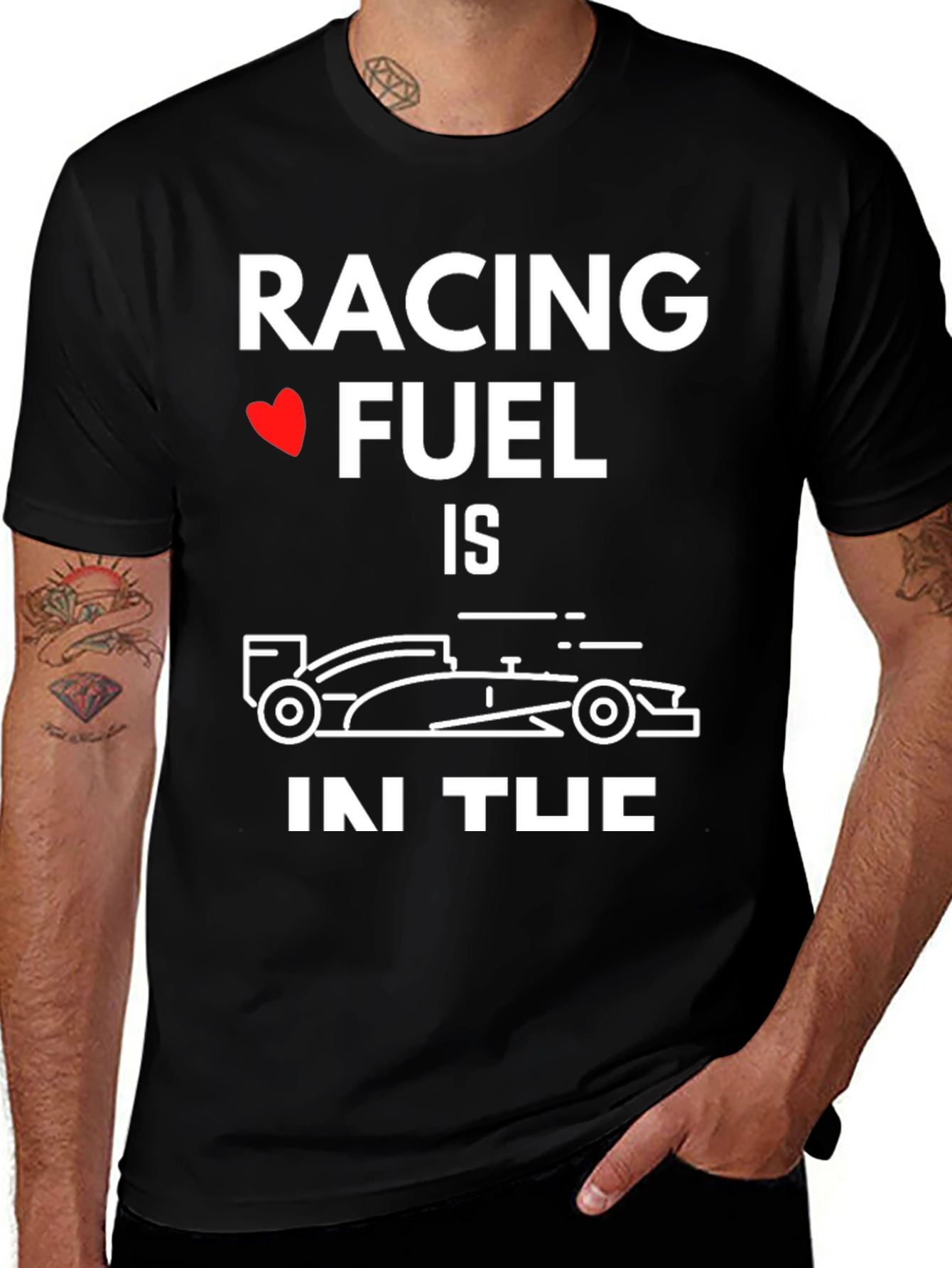 Racing Fuel Car Graphic T-Shirt - Black