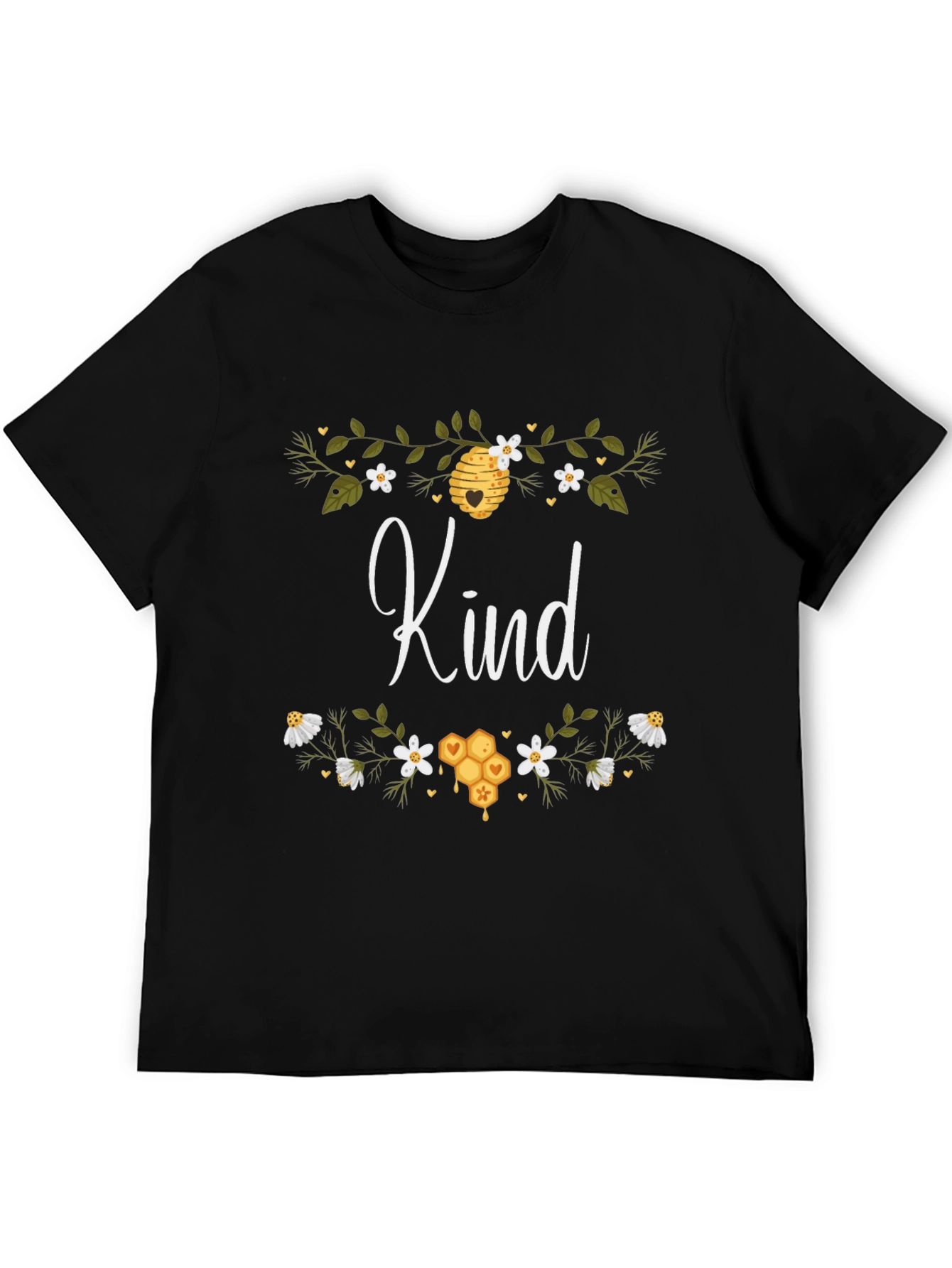 Kind Bee T-Shirt - Floral Honeycomb Design