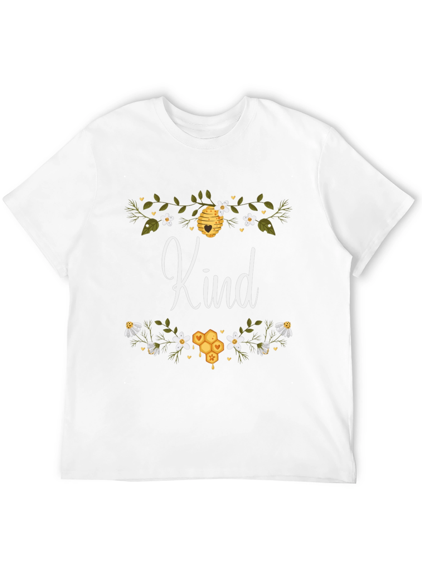 Kind Bee T-Shirt - Floral Honeycomb Design