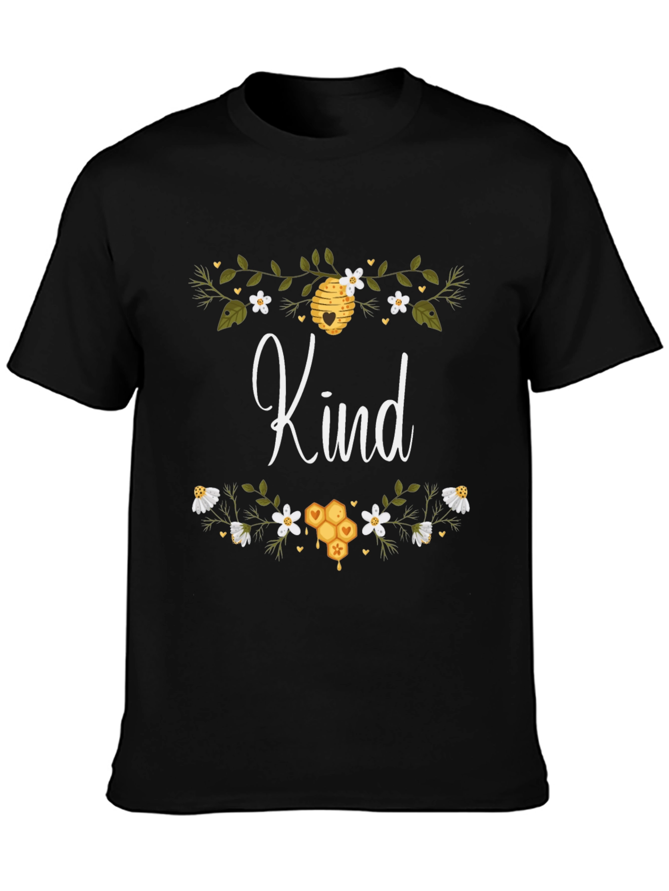 Kind Bee T-Shirt - Floral Honeycomb Design