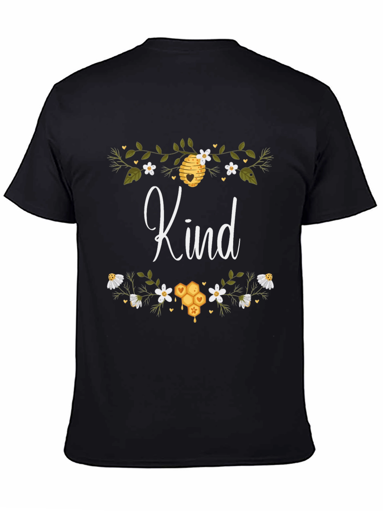 Kind Bee T-Shirt - Floral Honeycomb Design