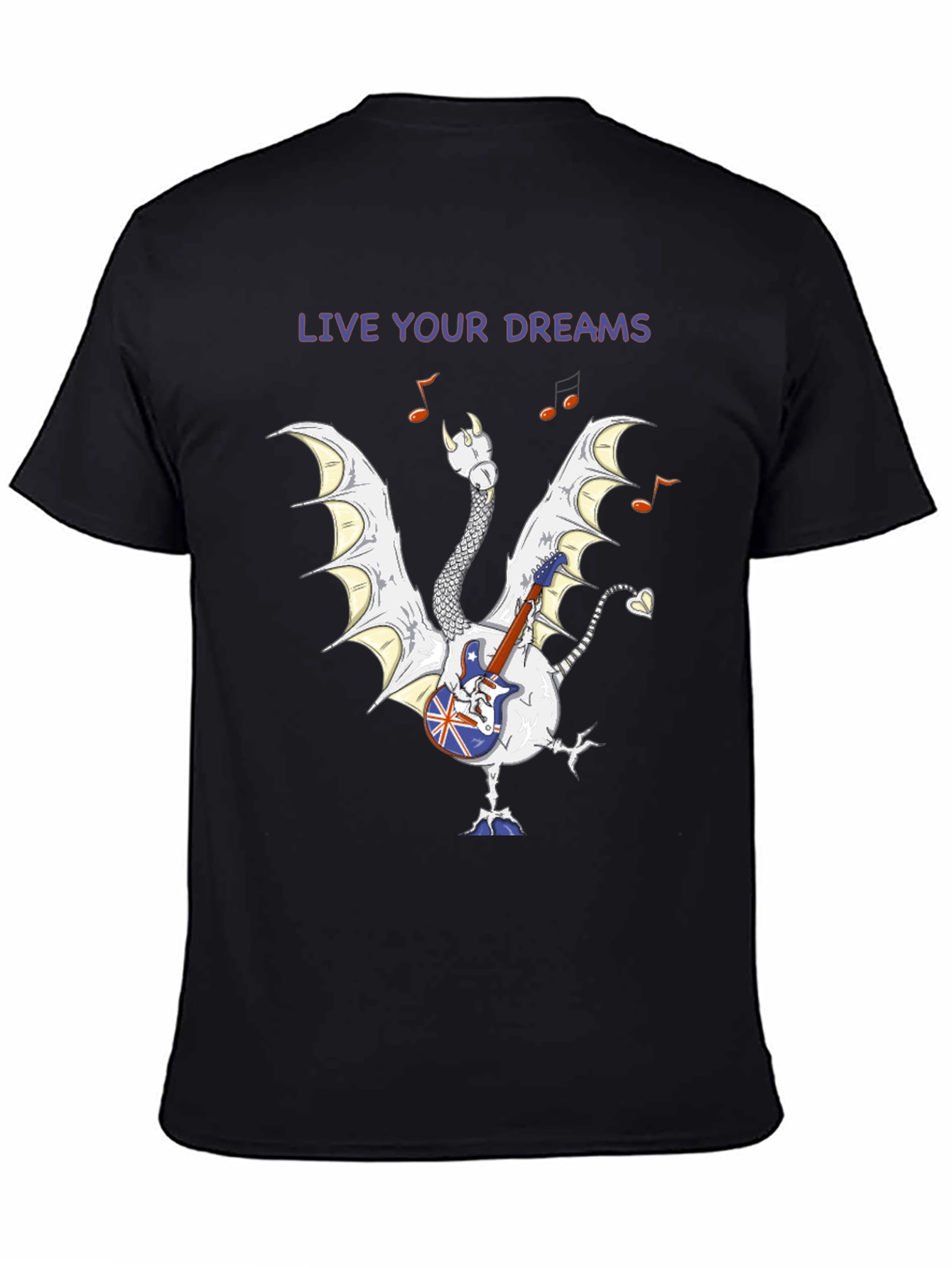 Live Your Dreams Dragon Guitarist Graphic Tee