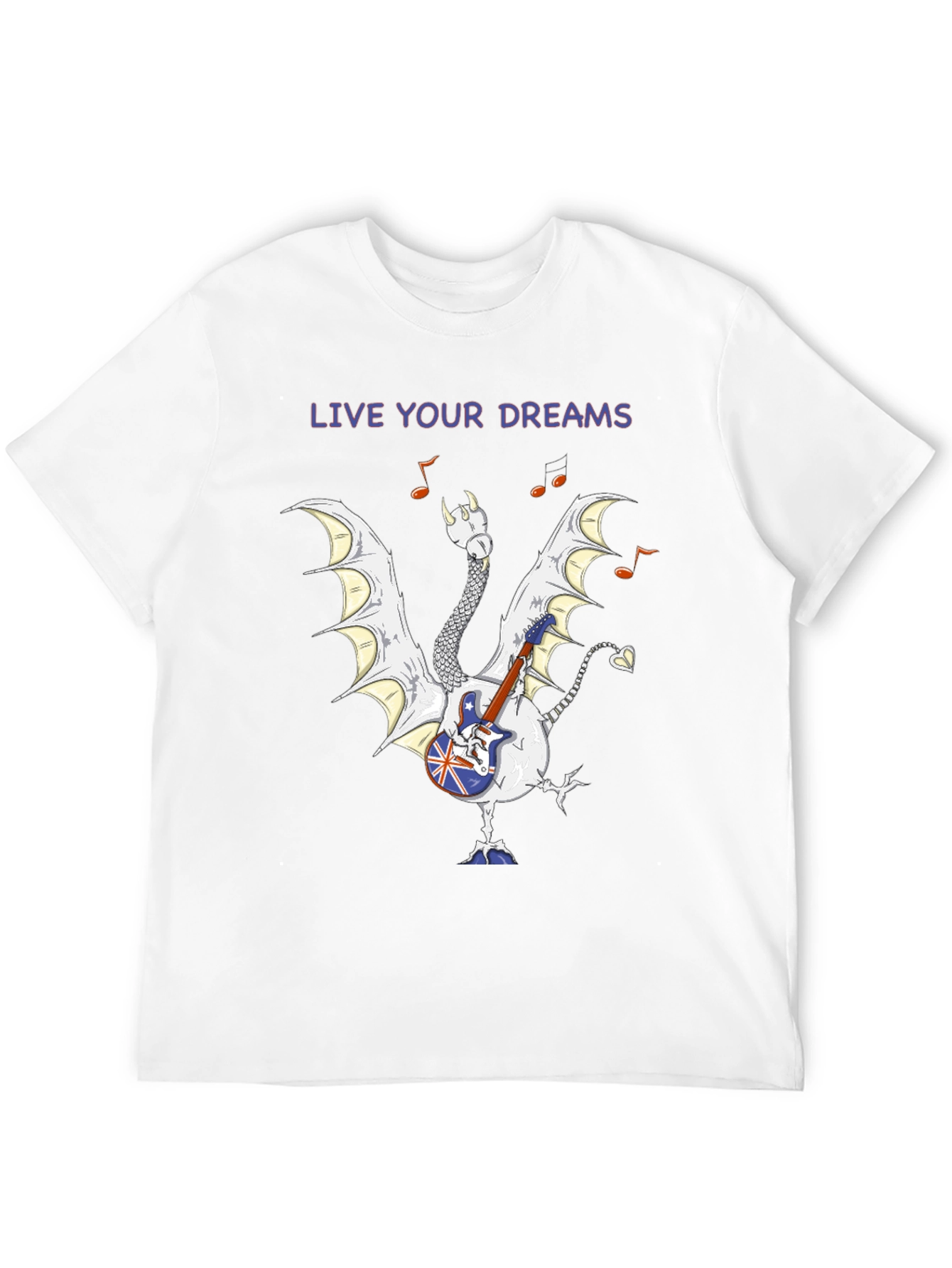 Live Your Dreams Dragon Guitarist Graphic Tee