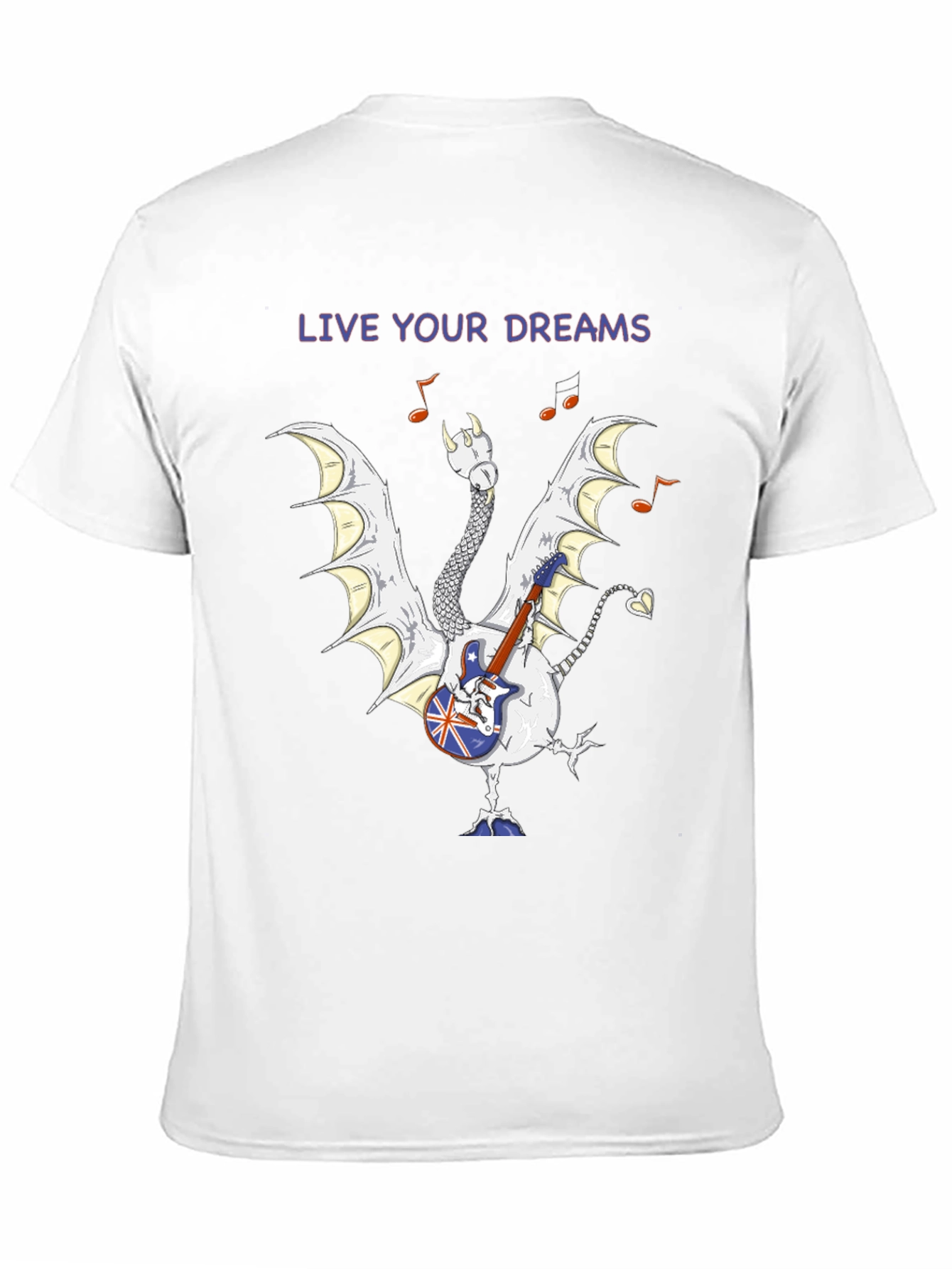 Live Your Dreams Dragon Guitarist Graphic Tee