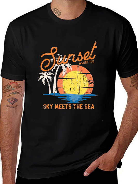 Sunset Sky Meets Sea Graphic T-Shirt