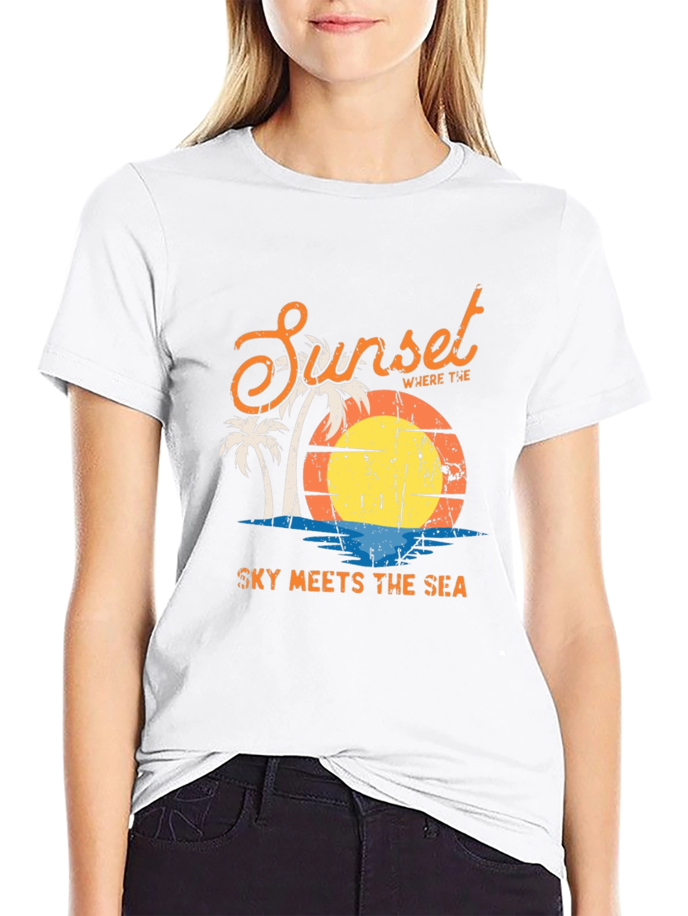 Sunset Sky Meets Sea Graphic T-Shirt