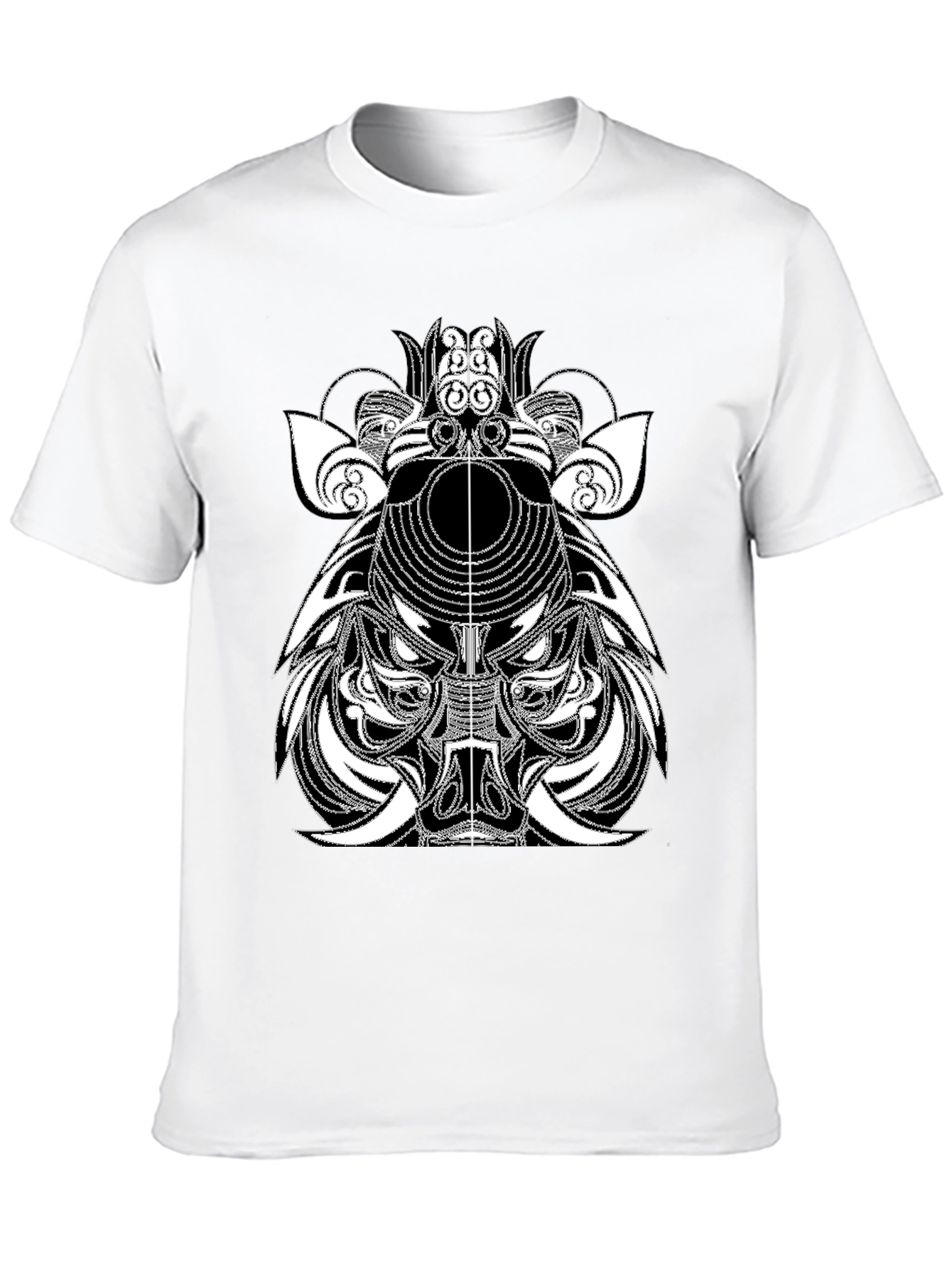 Abstract Boar Graphic Tee - Black Casual T-Shirt