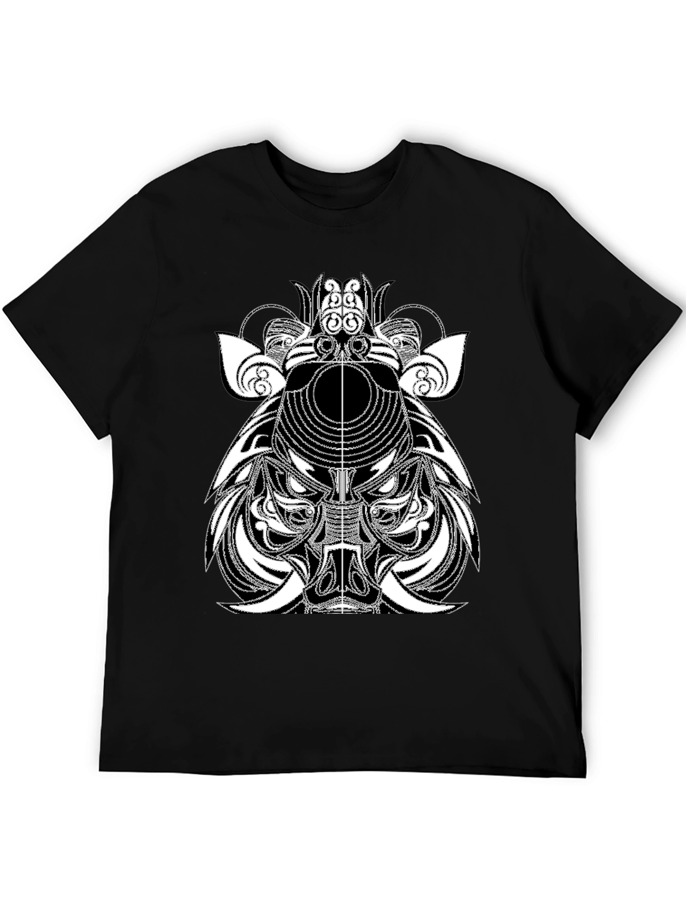 Abstract Boar Graphic Tee - Black Casual T-Shirt