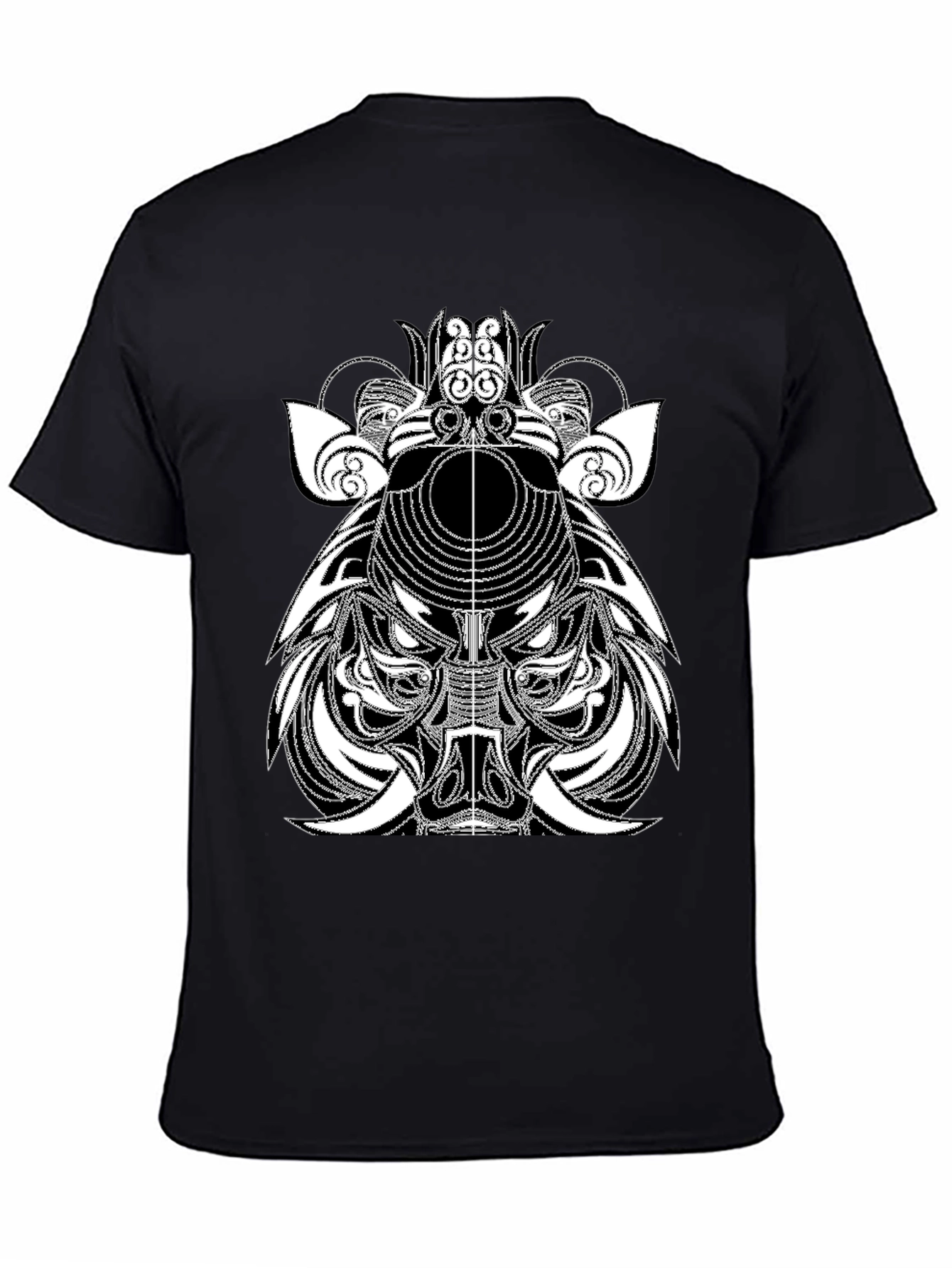 Abstract Boar Graphic Tee - Black Casual T-Shirt