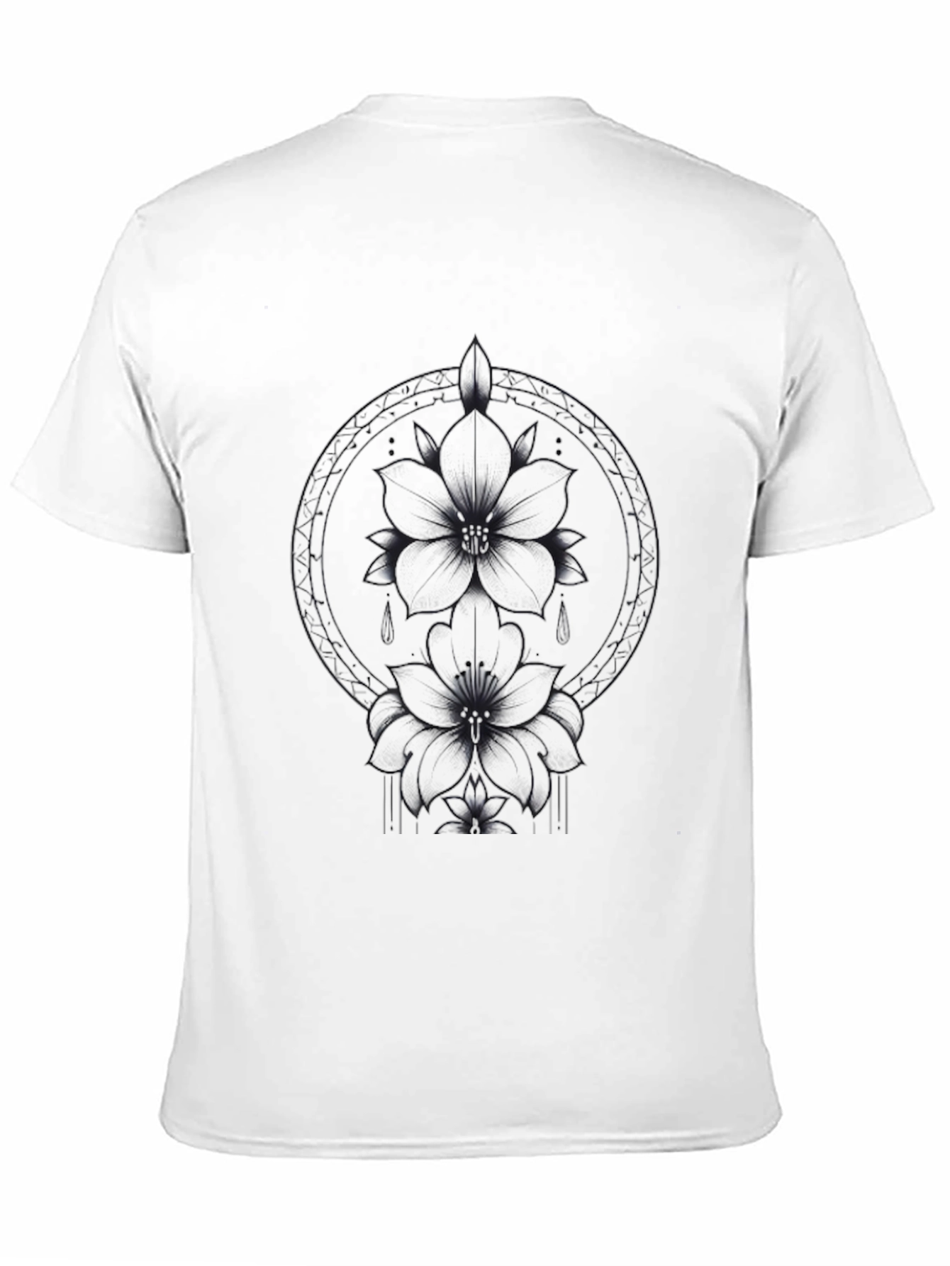 Floral Graphic Print Black T-Shirt