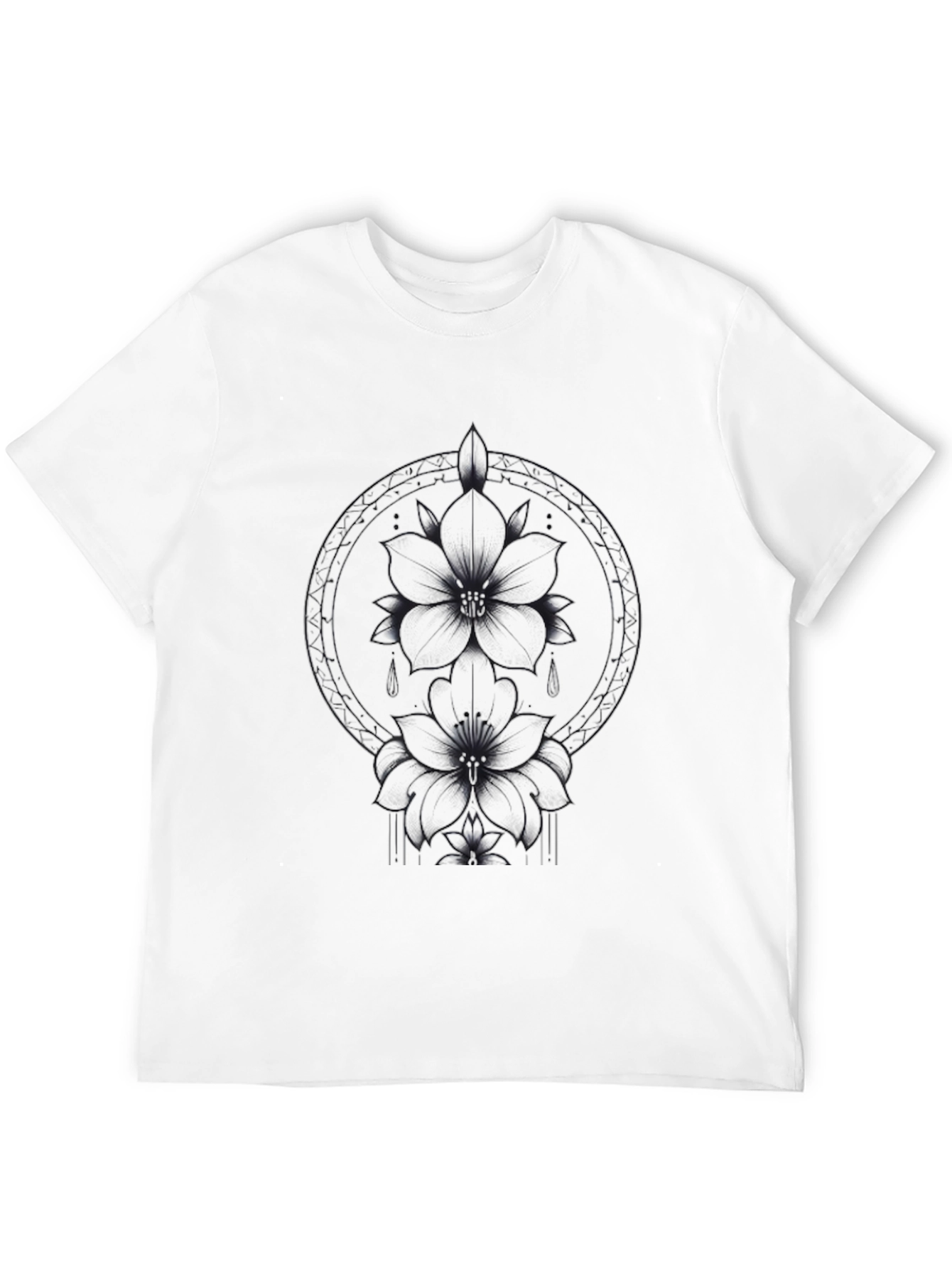 Floral Graphic Print Black T-Shirt