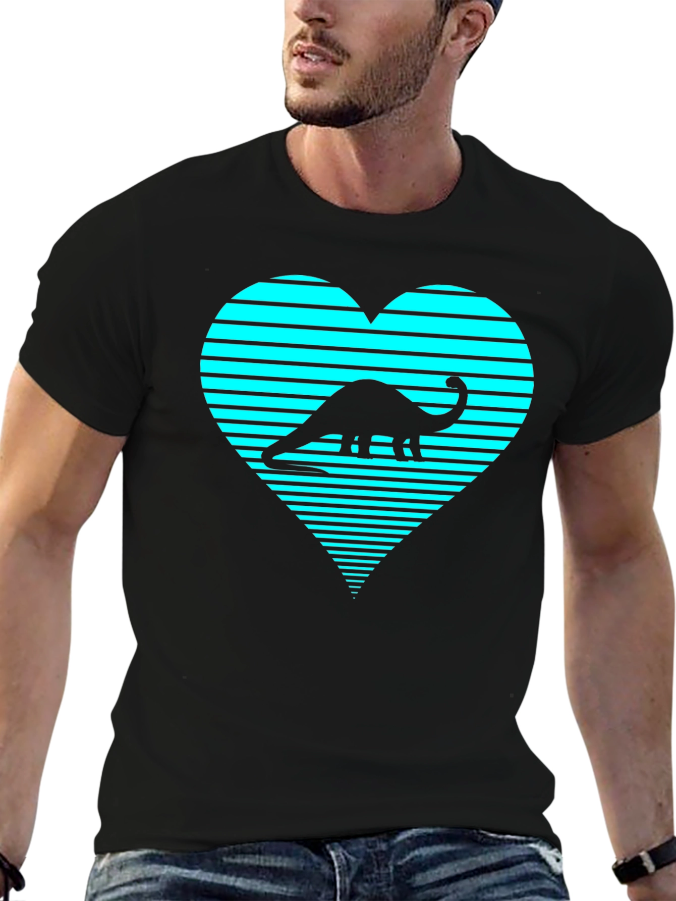 Dino Heart Graphic Tee - Cool Brontosaurus T-Shirt