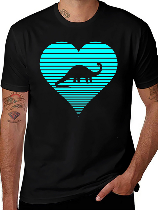 Dino Heart Graphic Tee - Cool Brontosaurus T-Shirt
