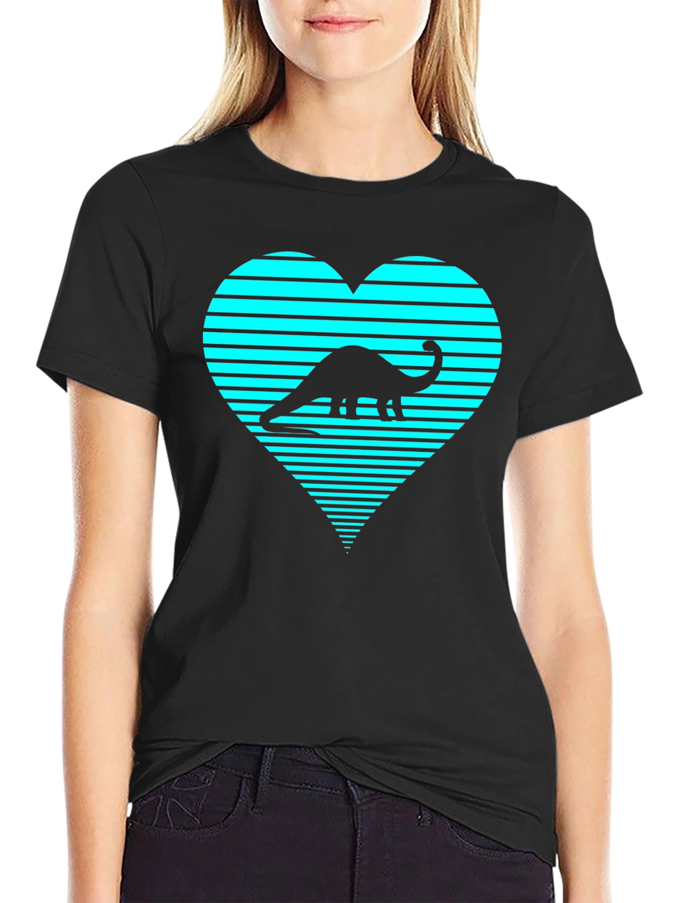 Dino Heart Graphic Tee - Cool Brontosaurus T-Shirt