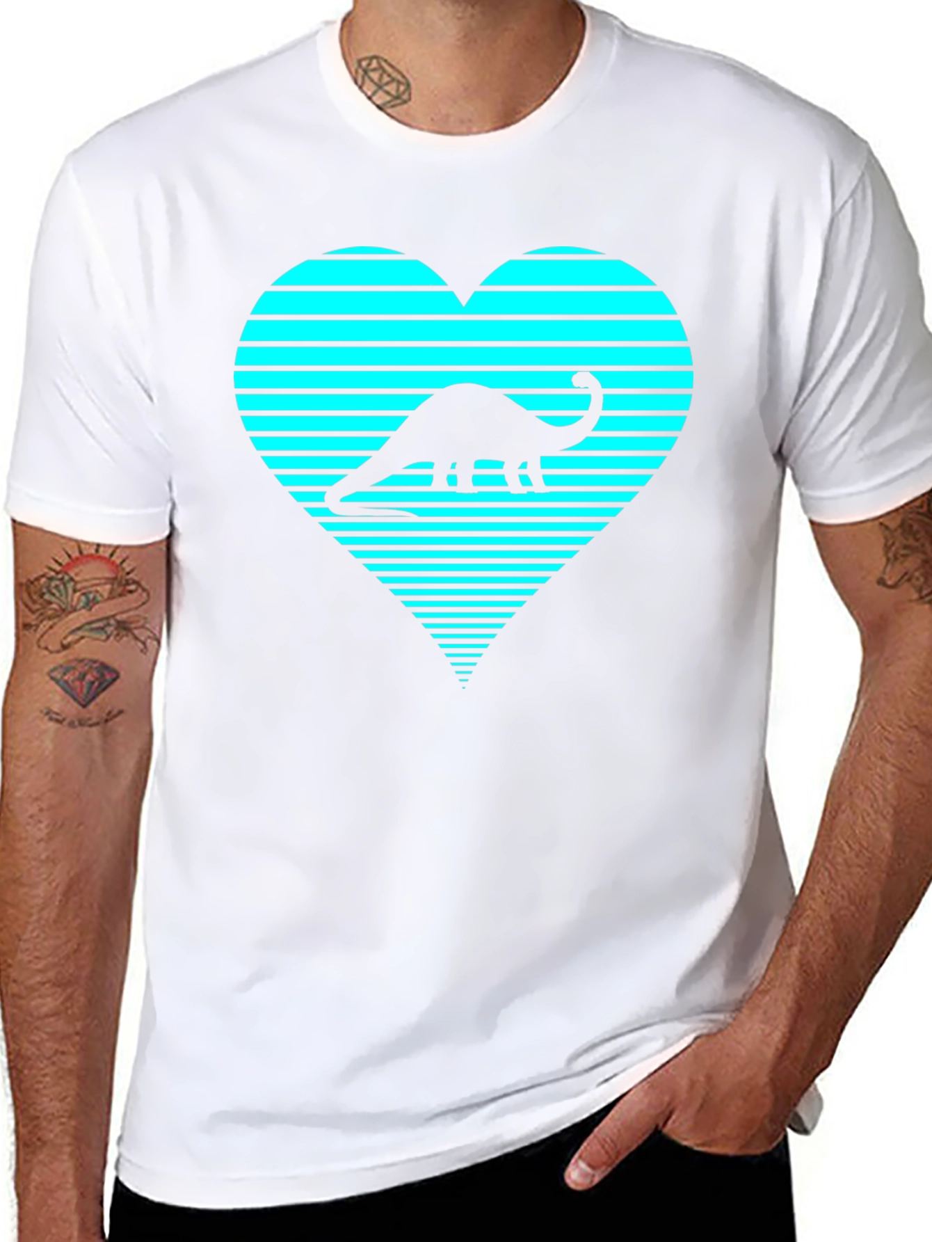 Dino Heart Graphic Tee - Cool Brontosaurus T-Shirt