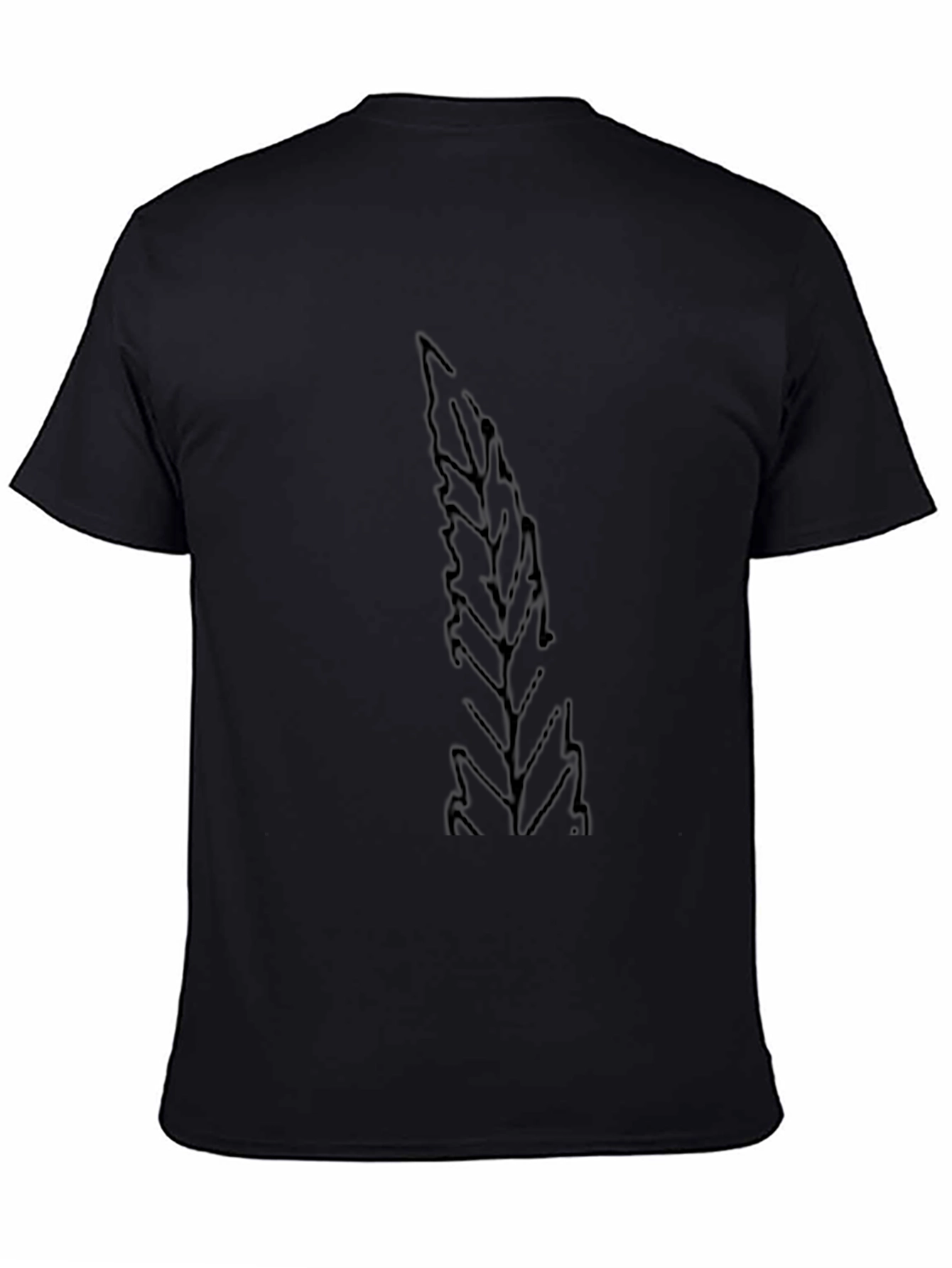Mens Black T-Shirt with Leaf Print